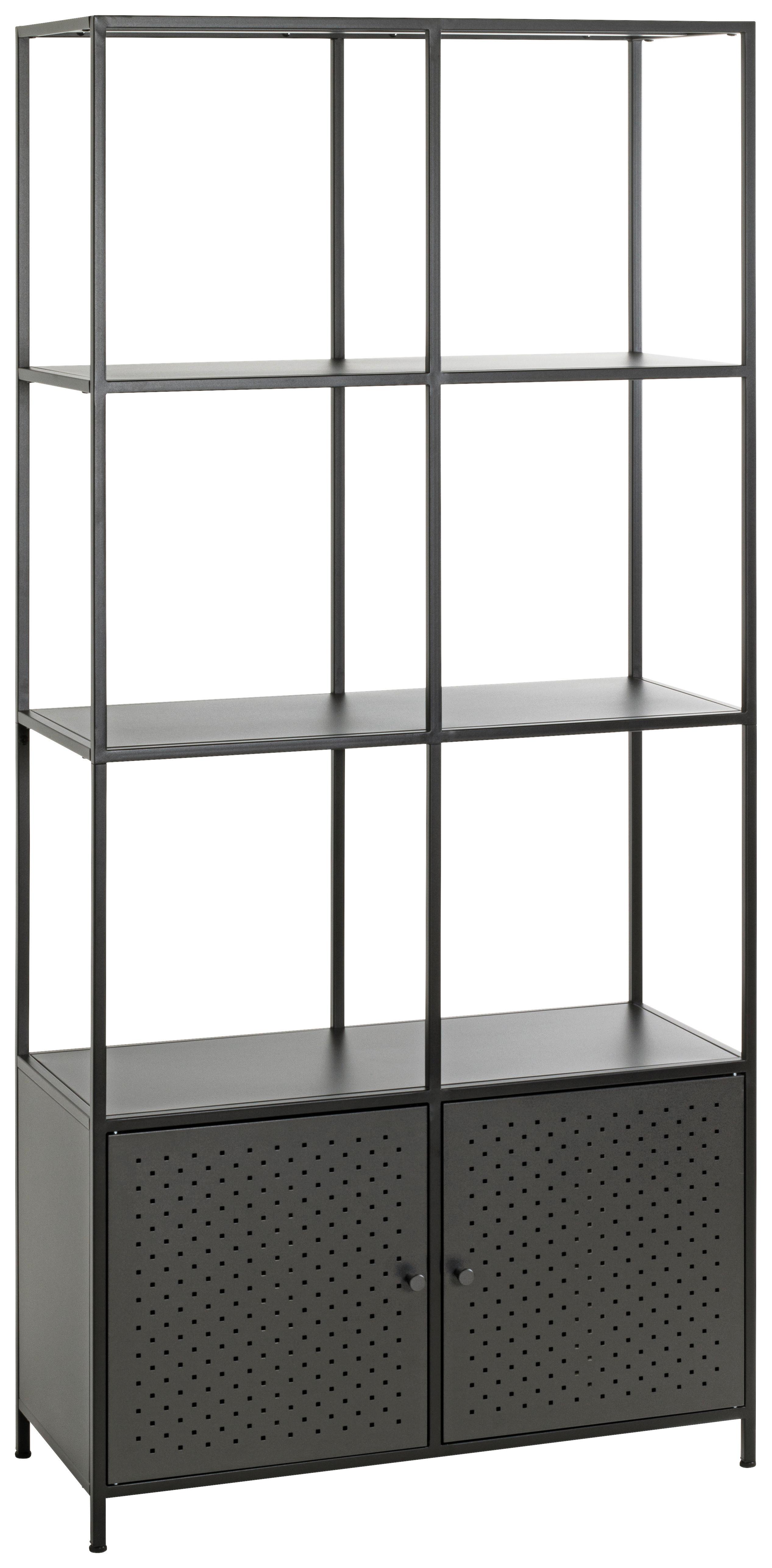 REGAŁ HOUSTON - czarny, Design, metal (80/176/37cm)