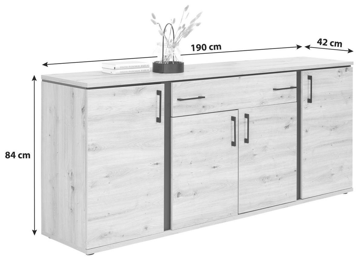 Comodă cu uși NATURE NATK 03 - culoare lemn stejar, Konventionell, material pe bază de lemn (190/84/42cm)