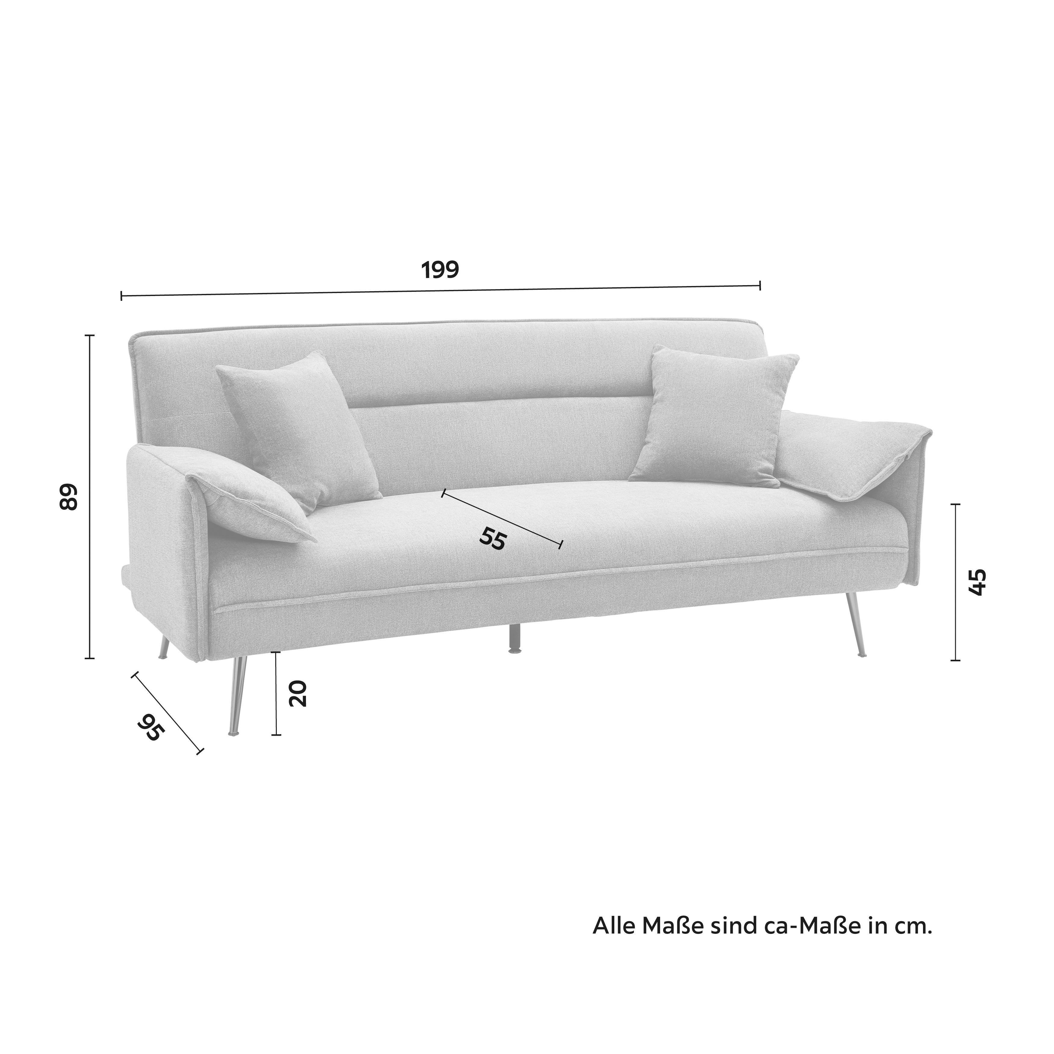 SCHLAFSOFA LANA - Dunkelgrau/Grau, MODERN, Holz/Textil (199/89/95cm) - Bessagi Home