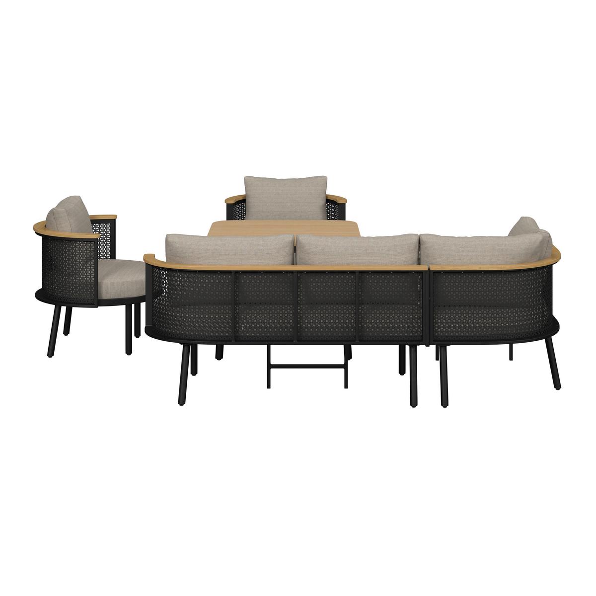 Dining-Loungeset Lissa Beige Outdoorstoff/Metall/Polywood - Dunkelgrau/Beige, MODERN, Kunststoff/Textil - Bessagi Garden