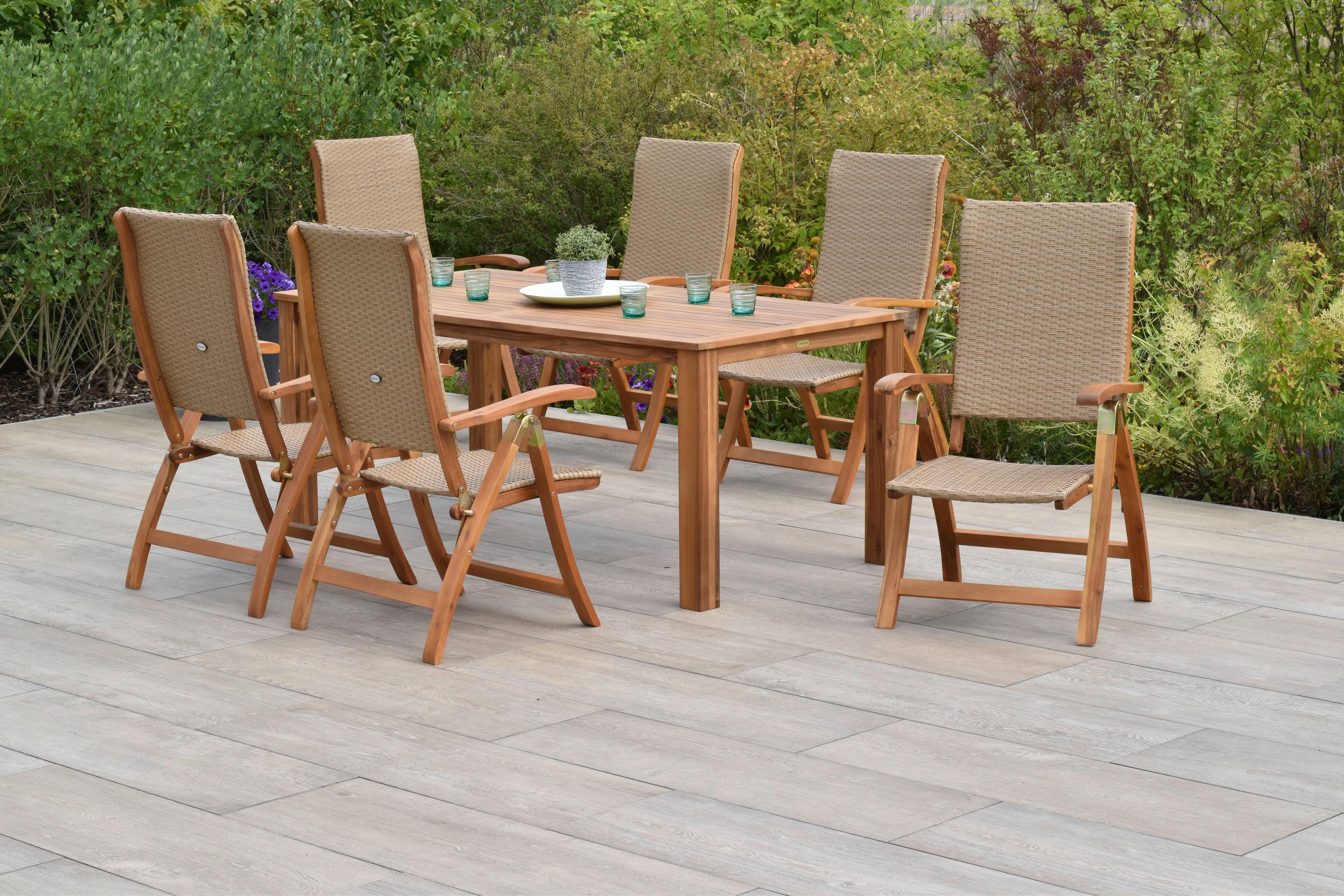 Gartenset Capri Naturfarben Akazie - Naturfarben, MODERN, Holz/Kunststoff - Gardenson