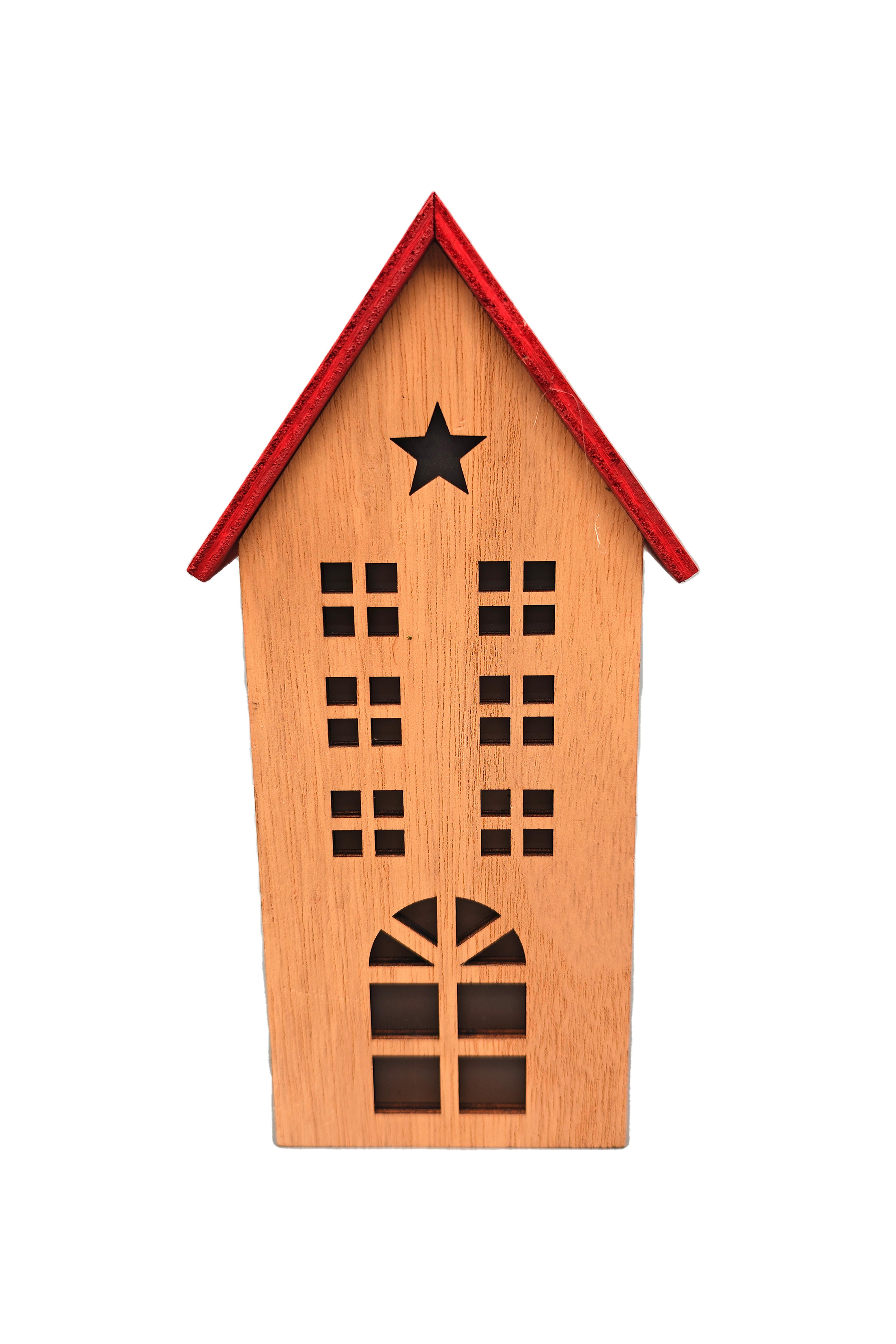 Dekorativna Hiša Woody - rdeča/naravne barve, Konvencionalno, leseni material (10,5/22/6cm) - Mömax