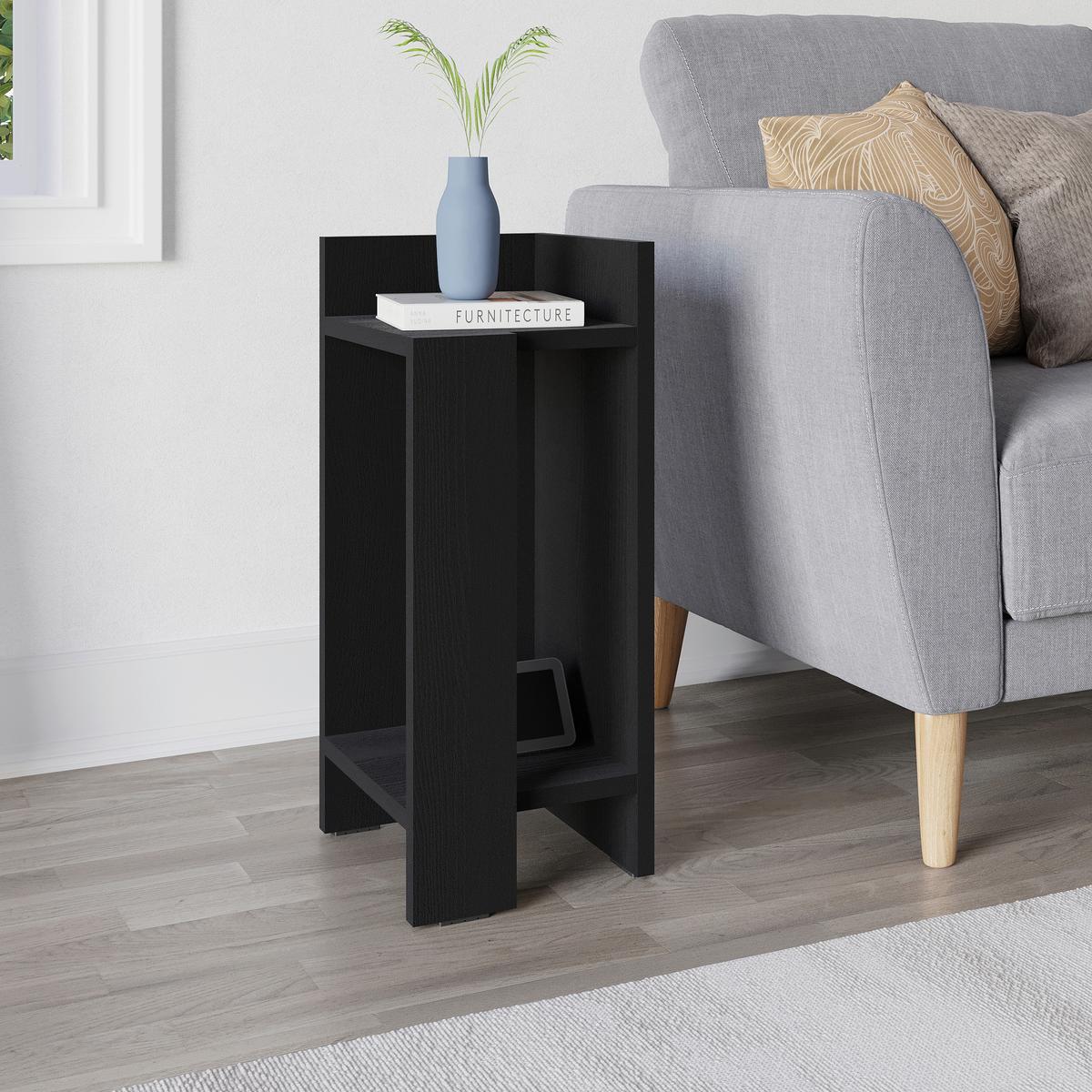 Nachtisch Elos ca. 27x60x25 cm Schwarz - Schwarz, Design, Holzwerkstoff (27/60/25cm) - Livetastic