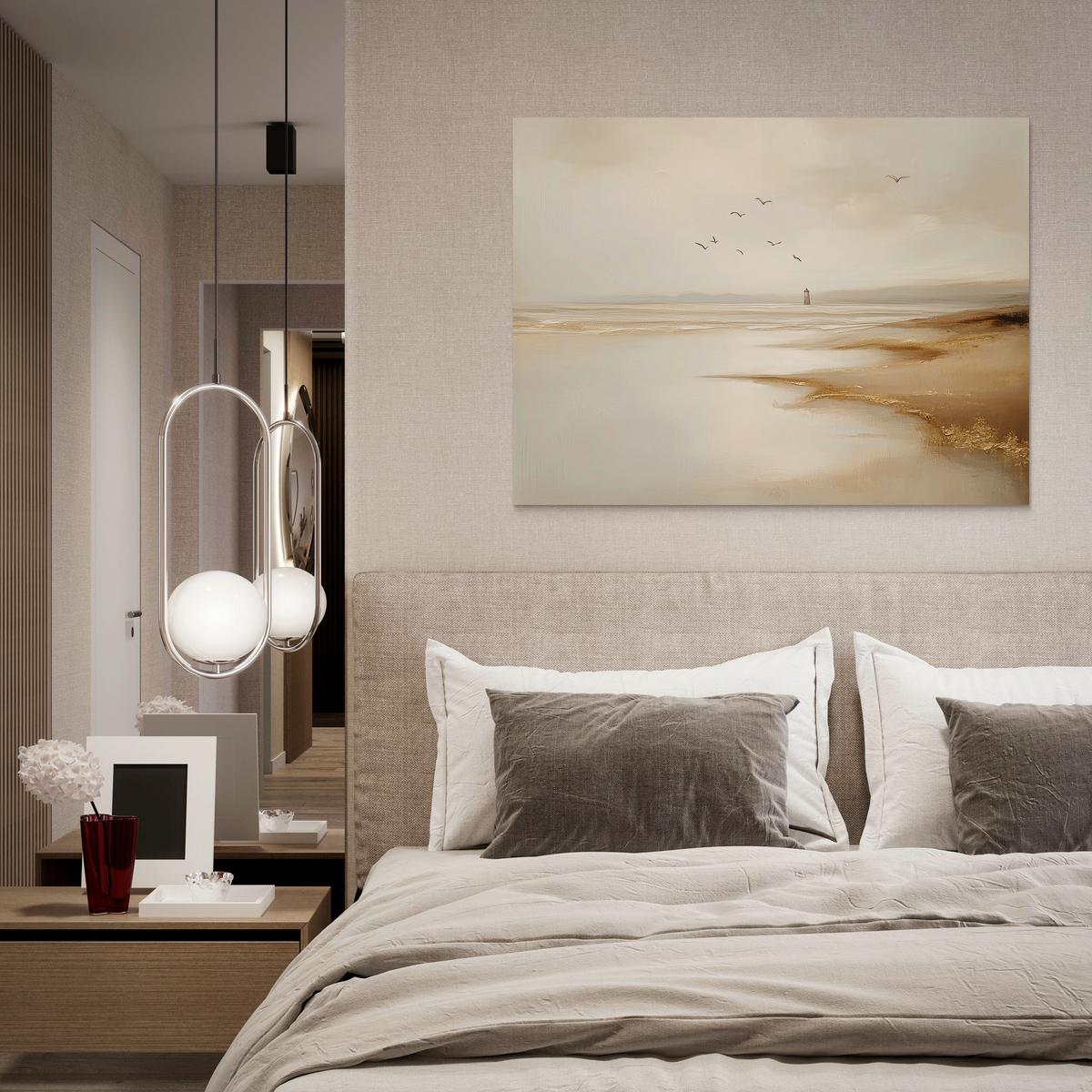 Leinwandbild CA Beige - Beige, Basics, Holz/Textil (70/100cm)