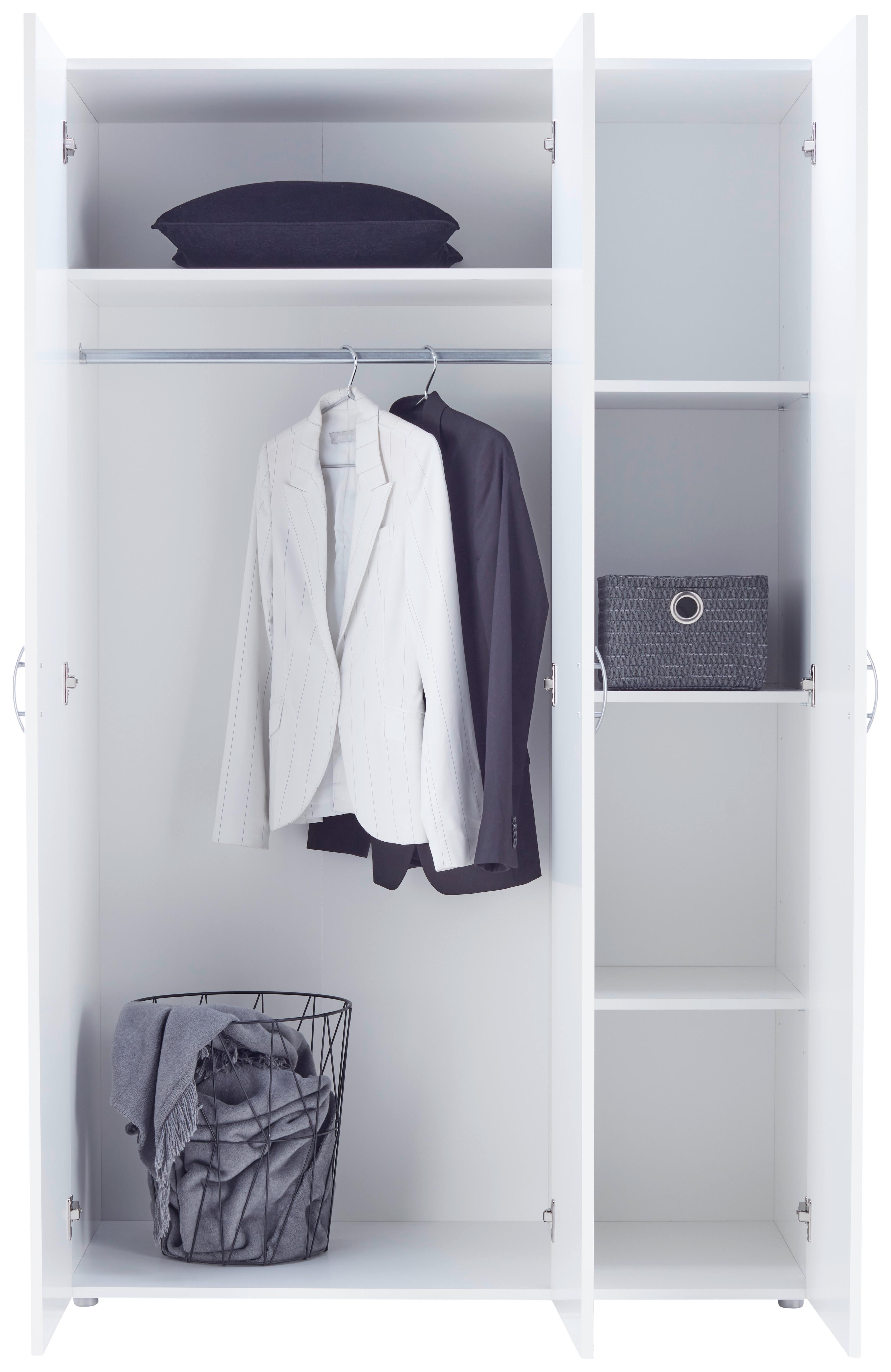 Omara Za Oblačila Basic 3 - siva/bela, Konvencionalno, umetna masa/leseni material (110,7/179/51,9cm) - Modern Living
