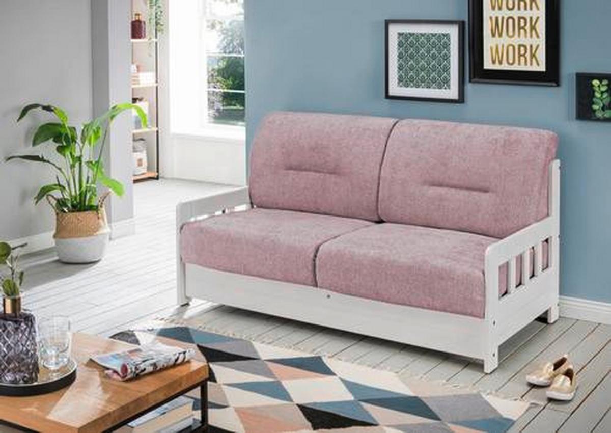 Schlafsofa Camino Holzkorpus Rosa/Weiß - Rosa/Weiß, LIFESTYLE, Holz/Textil (154/88/90cm) - Livetastic