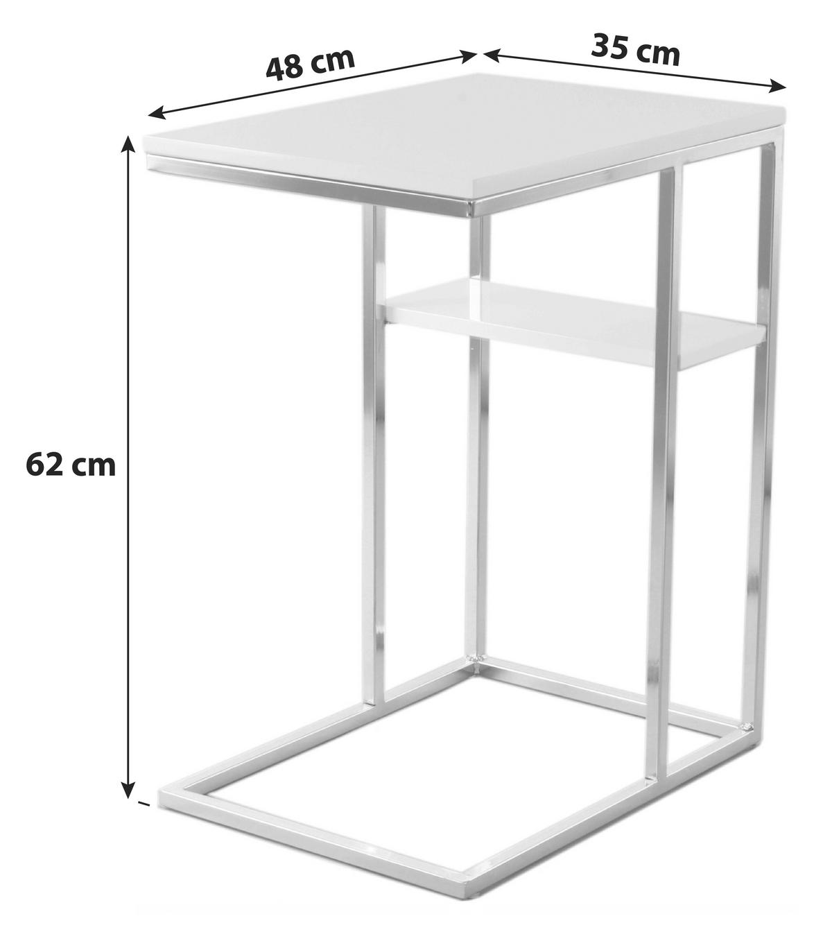 BEISTELLTISCH 7SR5F-GLD - Weiss/Goldfarben, Modern, Metall (48/35/62cm) - Kayoom