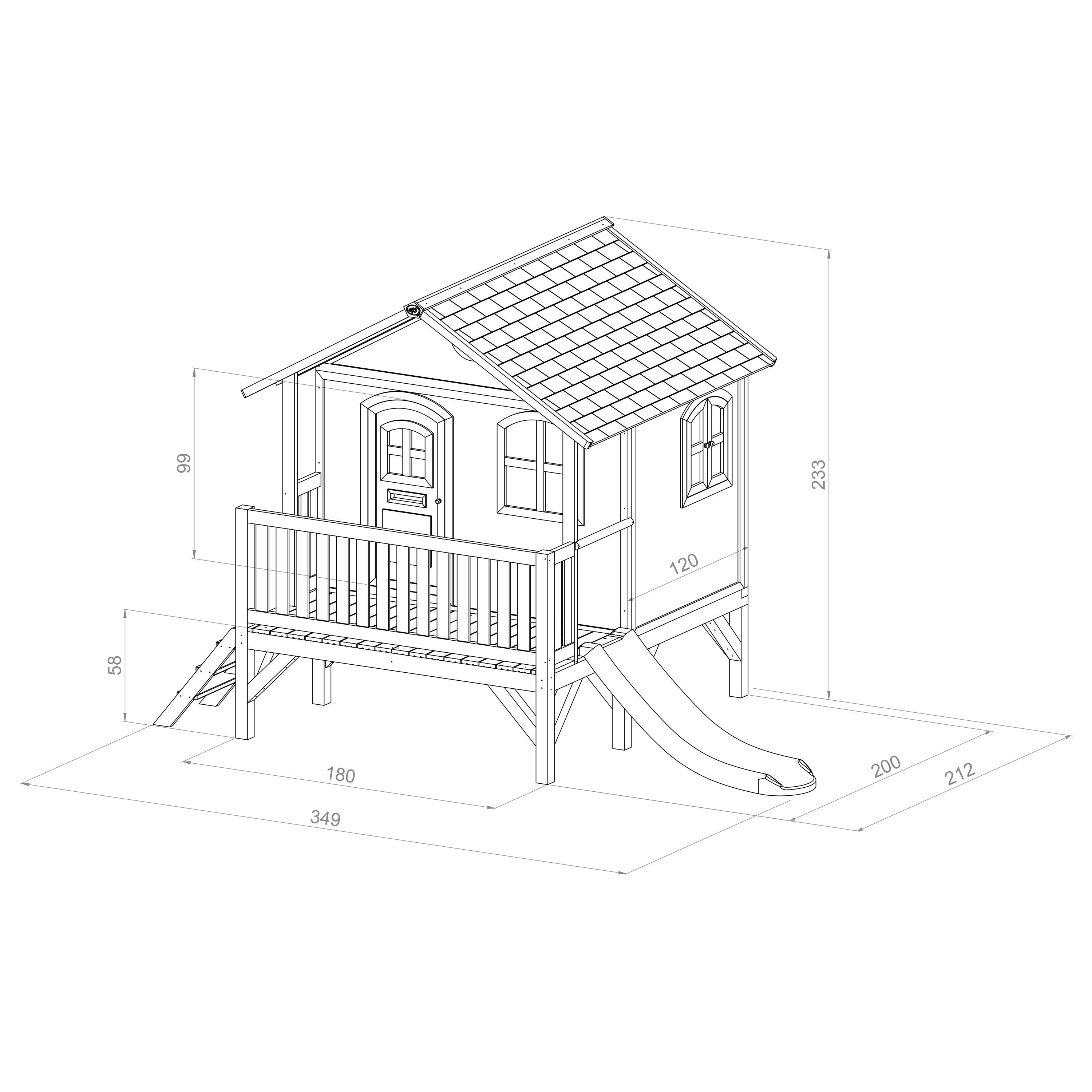 Spielhaus Stef aus Zedernholz - Braun/Weiß, Basics, Holz (349/233/212cm) - Ambia Garden