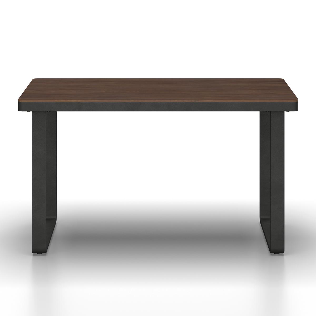 KOMPLET STOŁOWY NA TARAS GIANNA - czarny/kolor drewna tekowego, Modern, metal/drewno (221/71/76cm) - Bessagi Garden