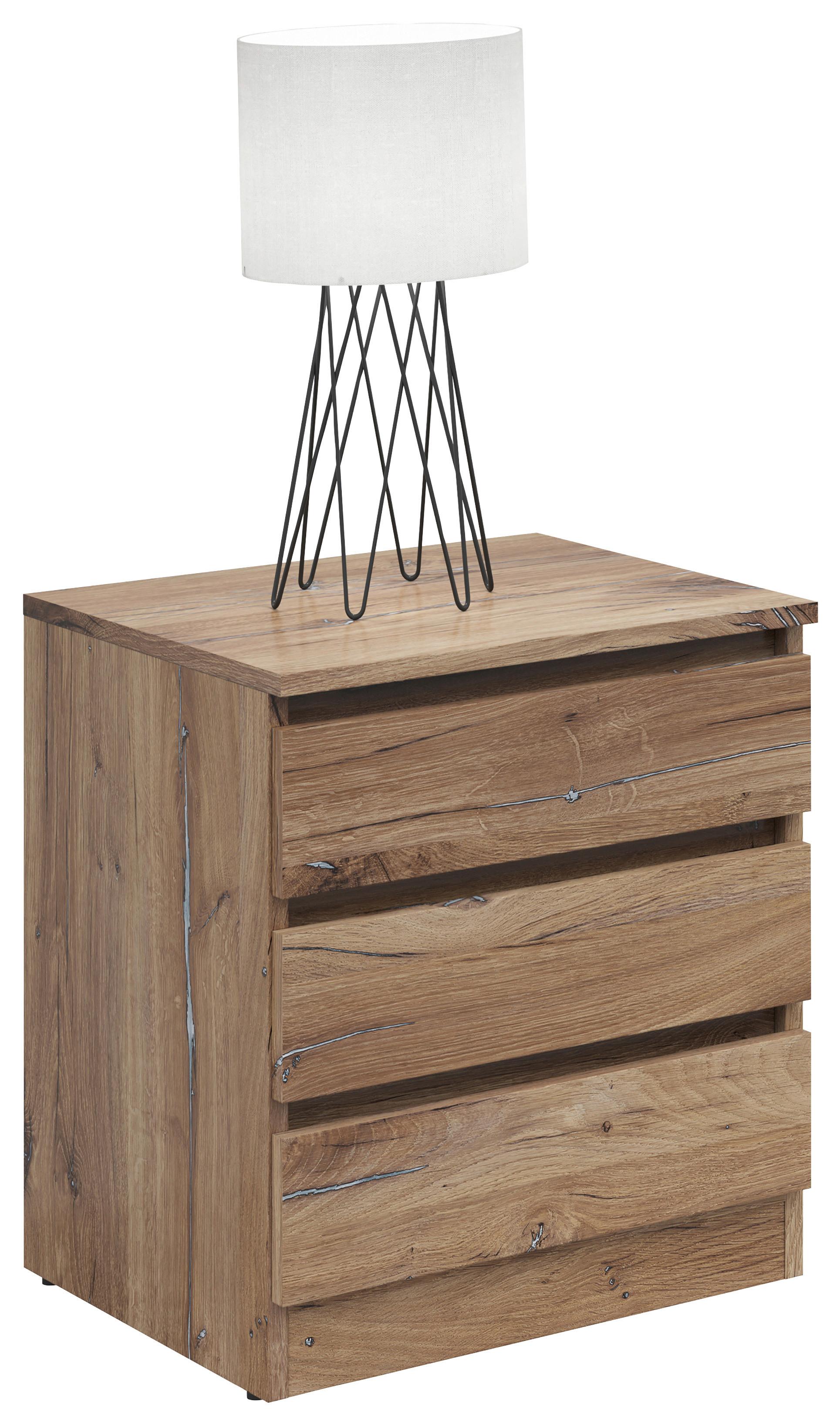 Nachtkästchen Saturn in Eichefarben - Eichefarben/Weiß, KONVENTIONELL, Holzwerkstoff (45/55/42cm) - Mömax