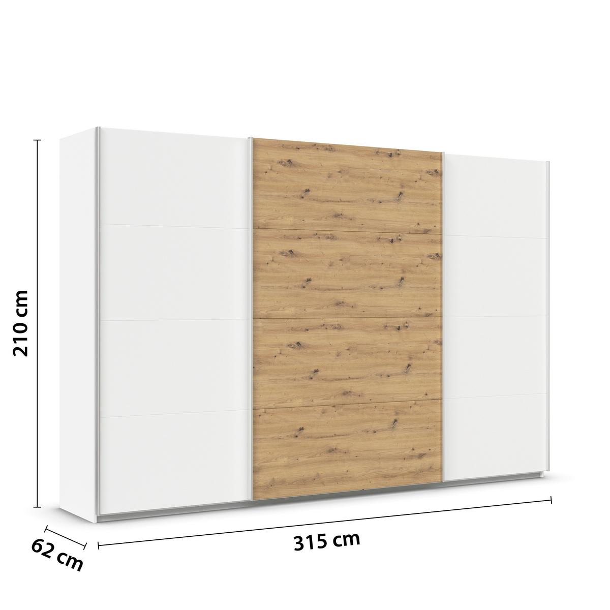 DULAP USI CULISANTE FELDKIRCH - alb/stejar Artisan, Modern, material pe bază de lemn (315/210/62cm)