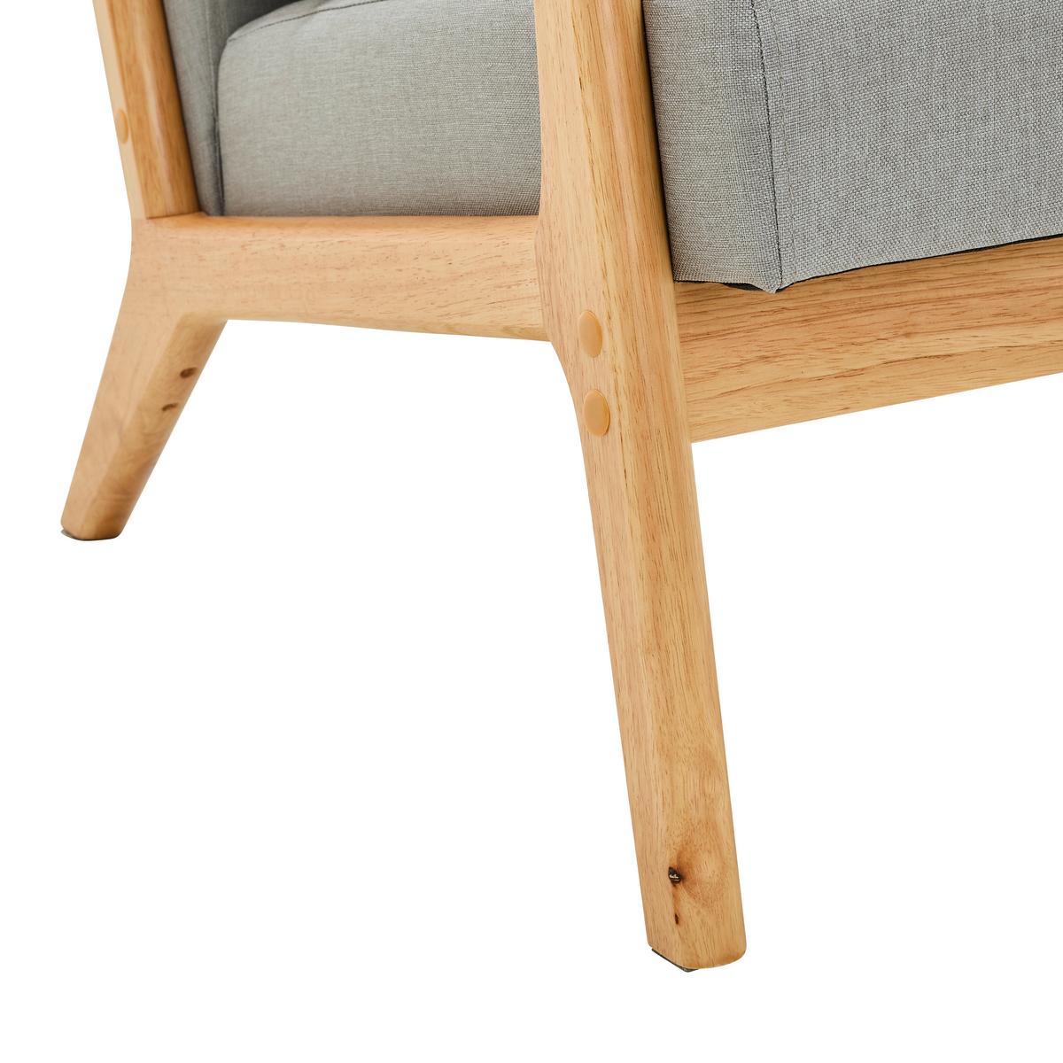 FOTEL JEAN - kolor naturalny/szary, Modern, tkanina/drewno (73/76/60cm) - Livetastic