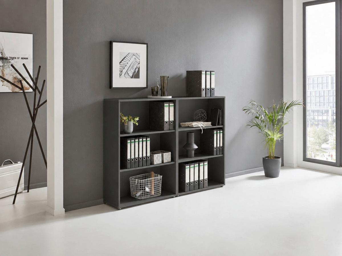 REGALSET OFFICE EDITION-RW SET 1 NIEDR. - Anthrazit, MODERN, Holzwerkstoff (168,8/113,6/33cm) - MID.YOU