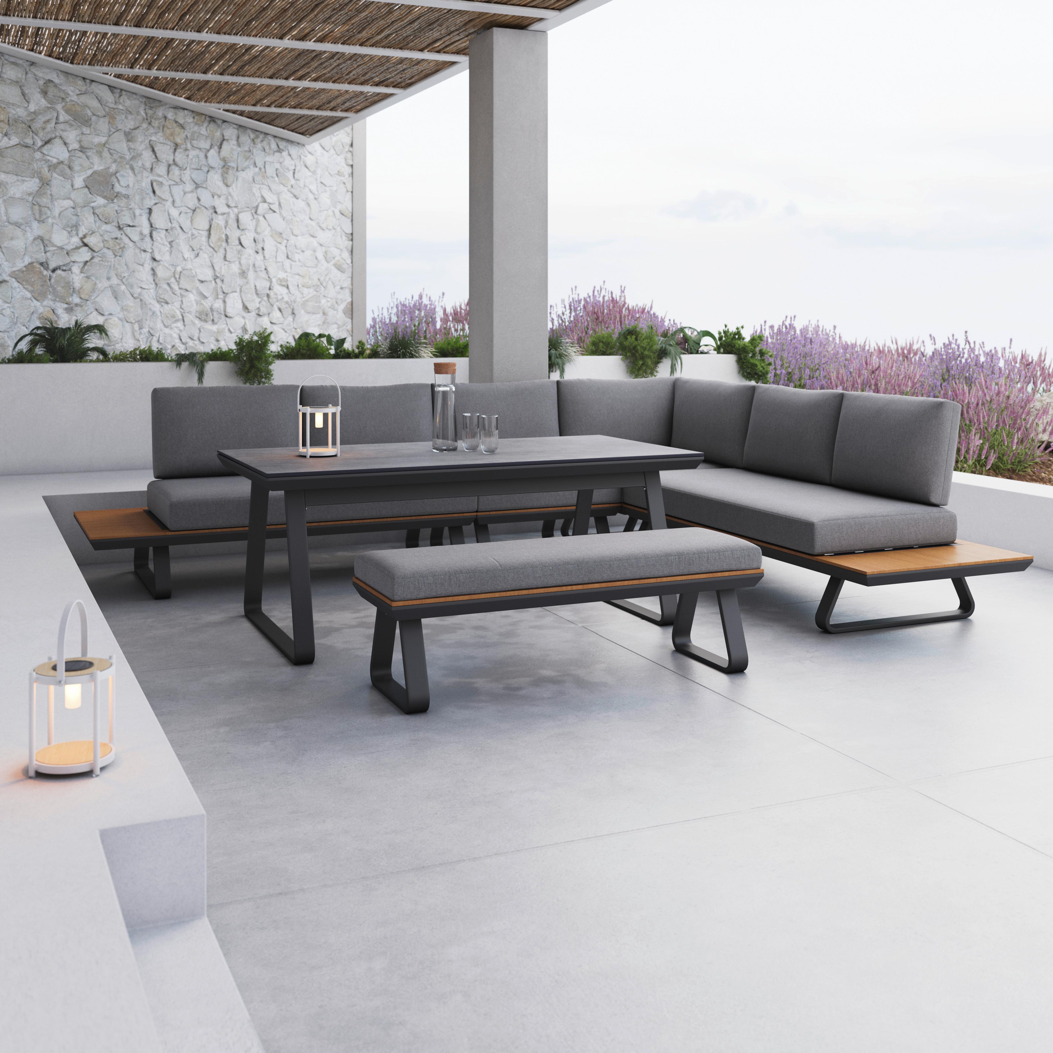 Loungegarnitur-Set Emmy Dunkelgr. aus Aluminium/Textil - Dunkelgrau/Anthrazit, Modern, Kunststoff/Textil (318/71/78cm) - Bessagi Garden