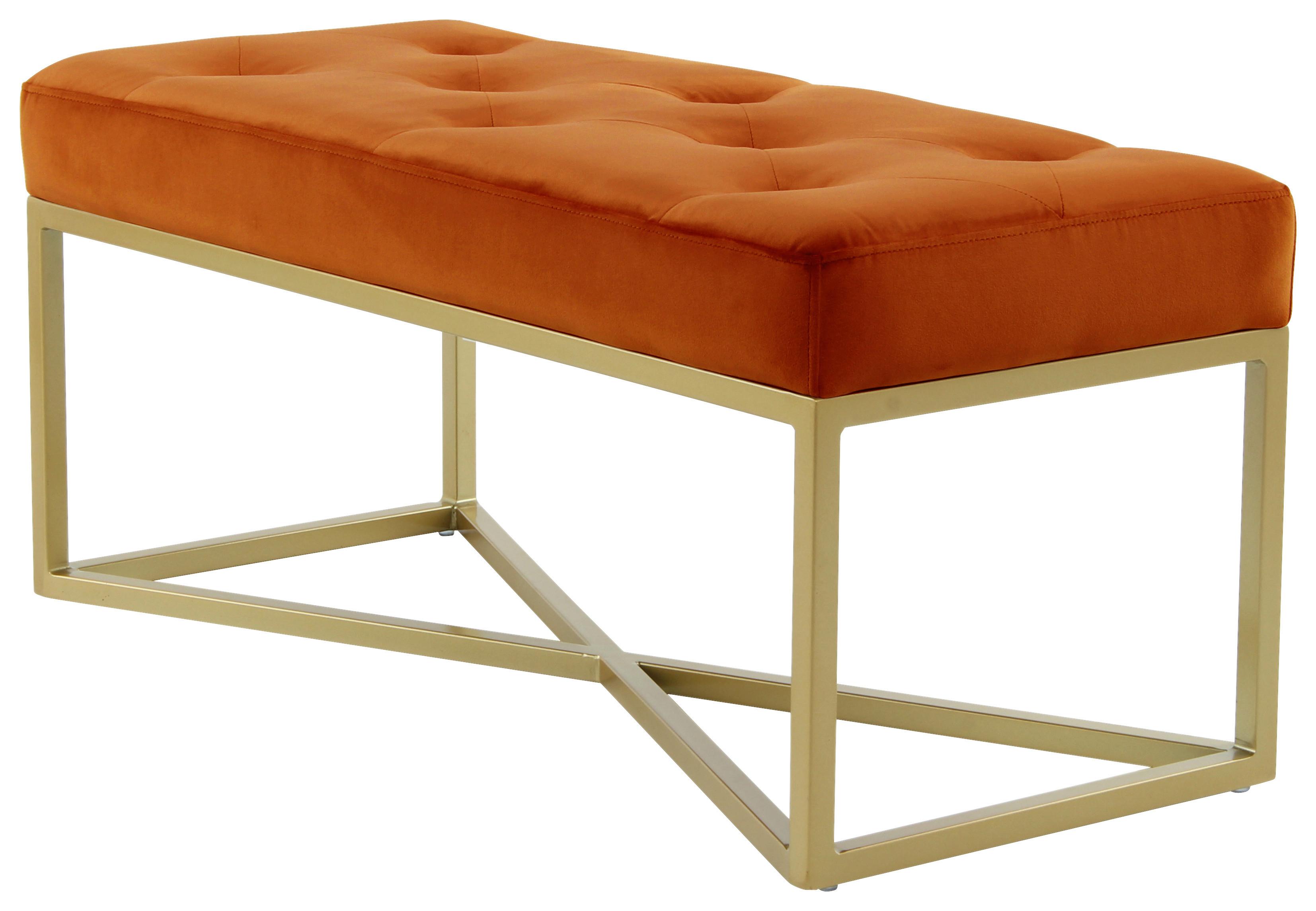 Hockerbank Cameron 125 - Goldfarben/Orange, Design, Holz/Holzwerkstoff (40/40/90cm) - Kayoom