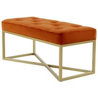 Hockerbank Cameron 125 - Goldfarben/Orange, Design, Holz/Holzwerkstoff (40/40/90cm) - Kayoom