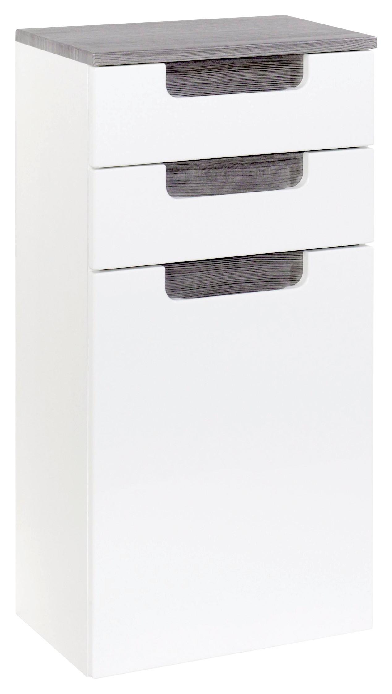 Unterschrank in Weiss/ Eichefarbe 'Siena' - Eichefarben/Silberfarben, MODERN, Holzwerkstoff (40/79/27cm) - Held