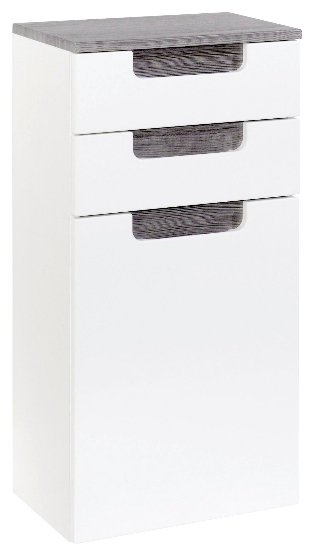 Unterschrank in Weiss/ Eichefarbe 'Siena' - Eichefarben/Silberfarben, MODERN, Holzwerkstoff (40/79/27cm) - Held