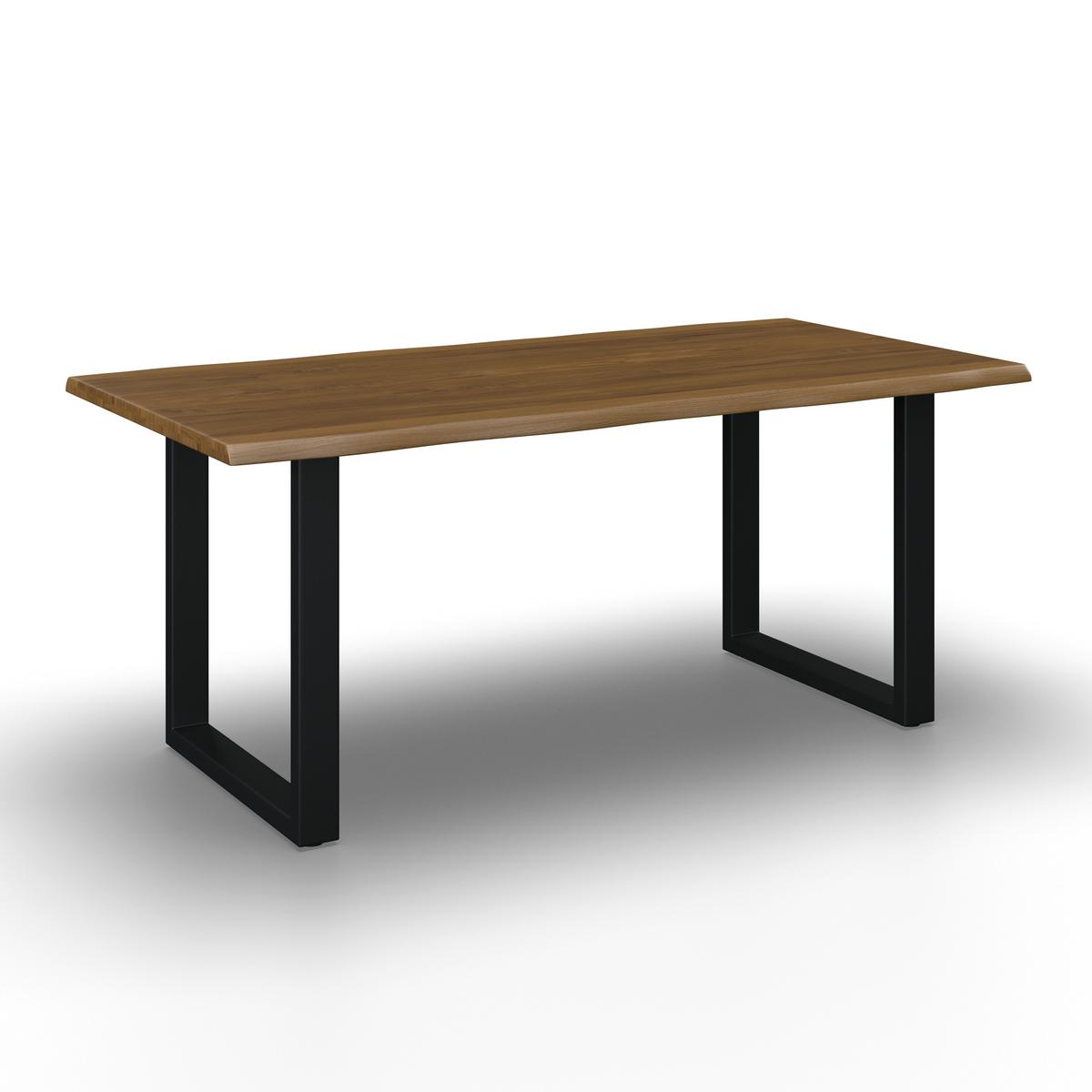 Esstisch Len in Holz Eiche massiv ca. 180x90 cm - Eichefarben/Schwarz, MODERN, Holz/Metall (180/90/76cm) - Bessagi Home