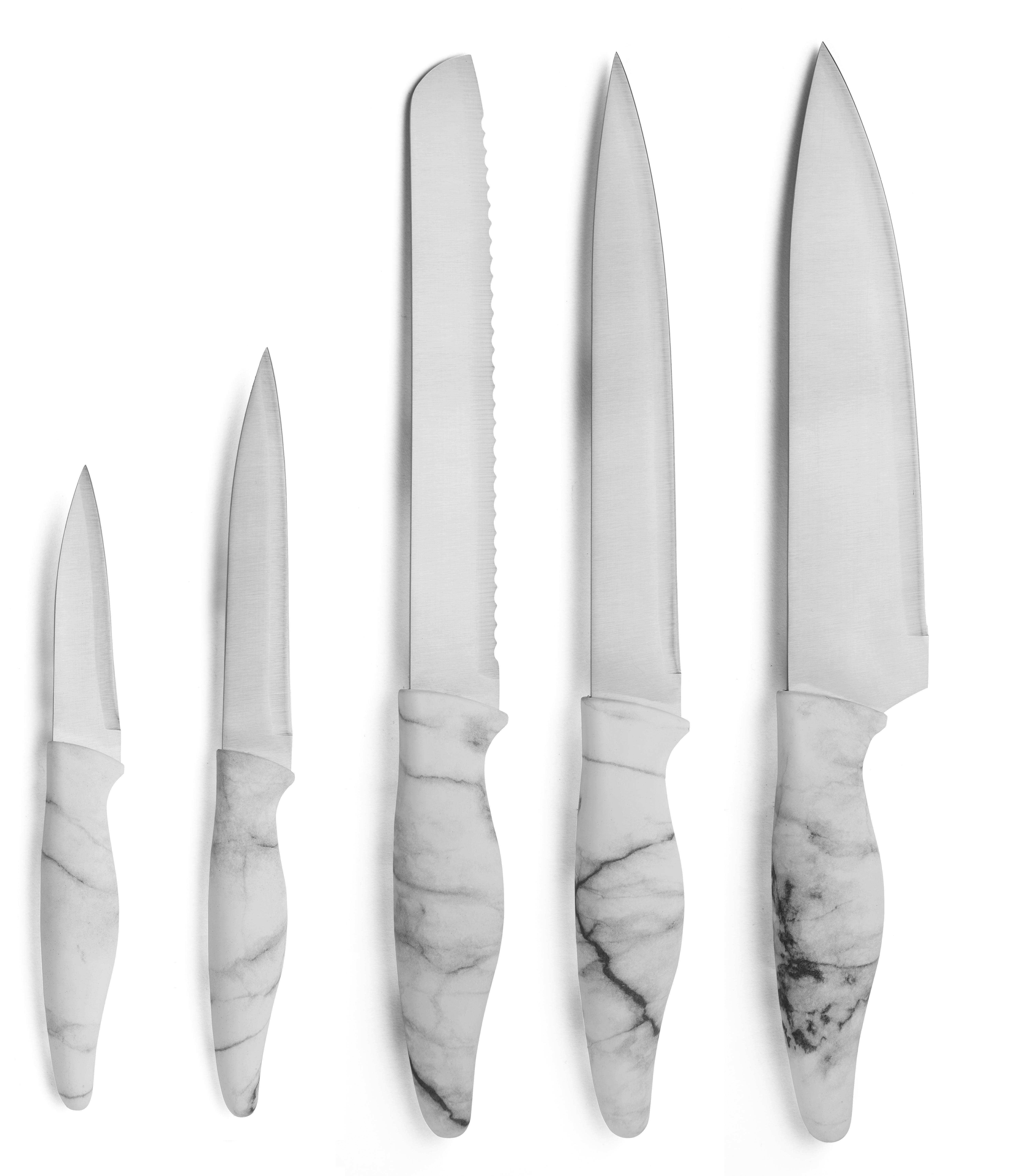 Messerblock Marble Weiß/Marmoroptik - Multicolor/Weiß, MODERN, Kunststoff/Metall (11/23cm) - Premium Living