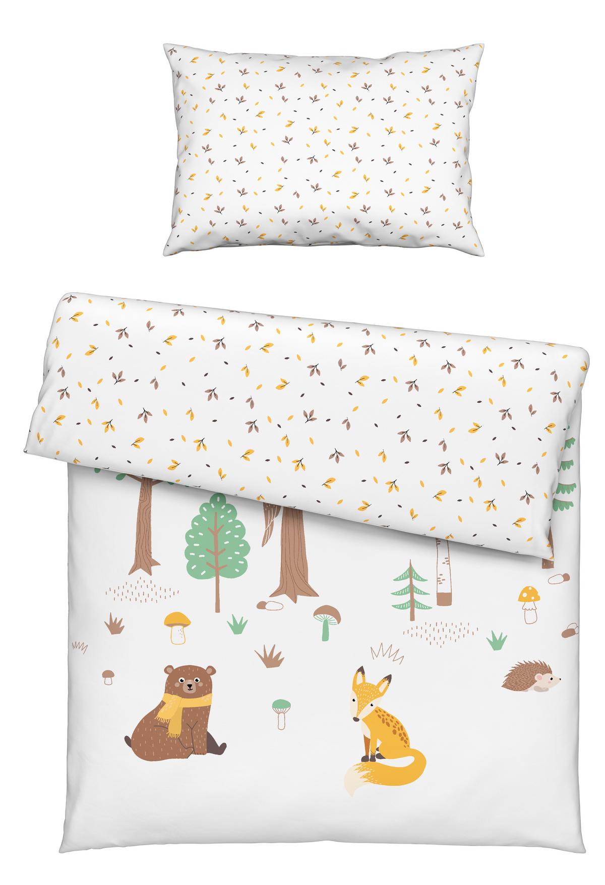POŚCIEL NIEMOWLĘCA FOREST - biały/różnokolorowy, Basics, tkanina (100/135cm) - Patinio