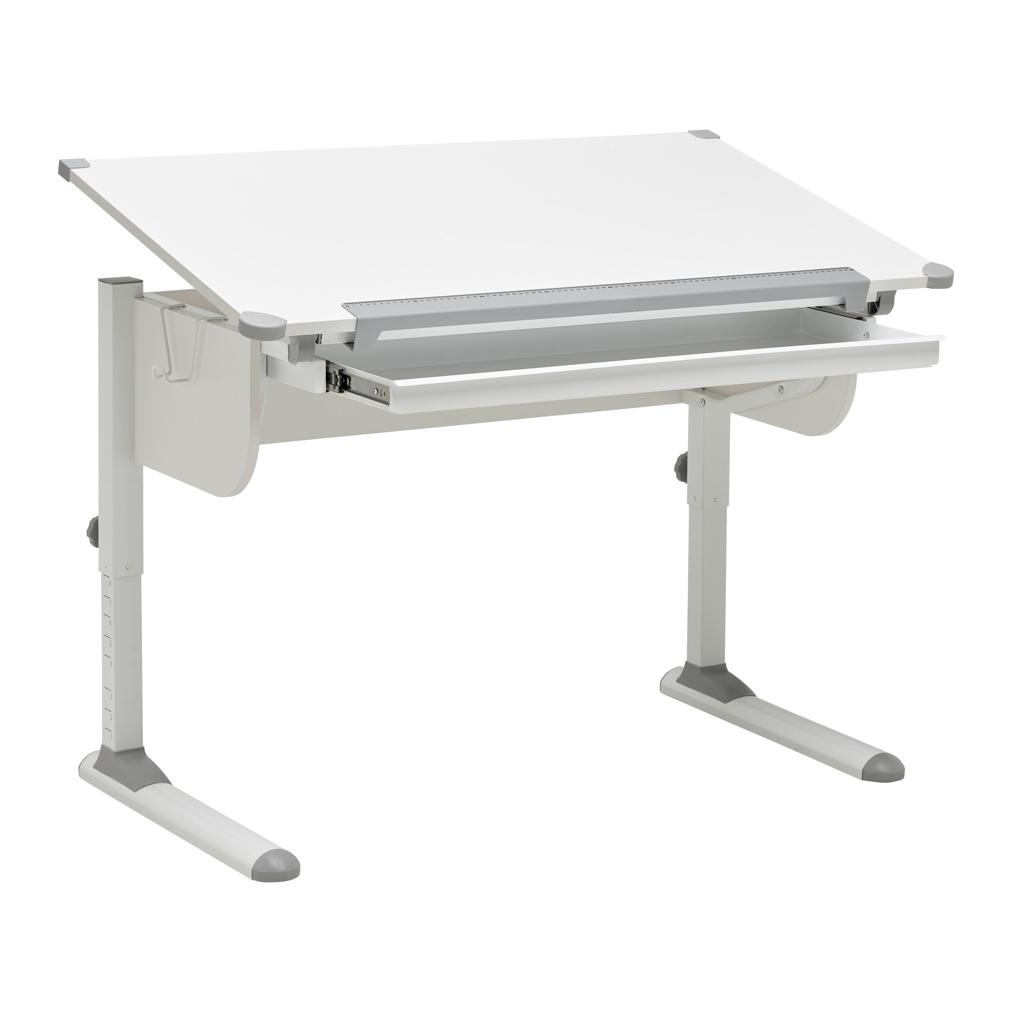 Schreibtisch Studare Grau/Weiß - Weiß/Grau, KONVENTIONELL, Holzwerkstoff/Metall (110/55-78/68cm) - Mömax