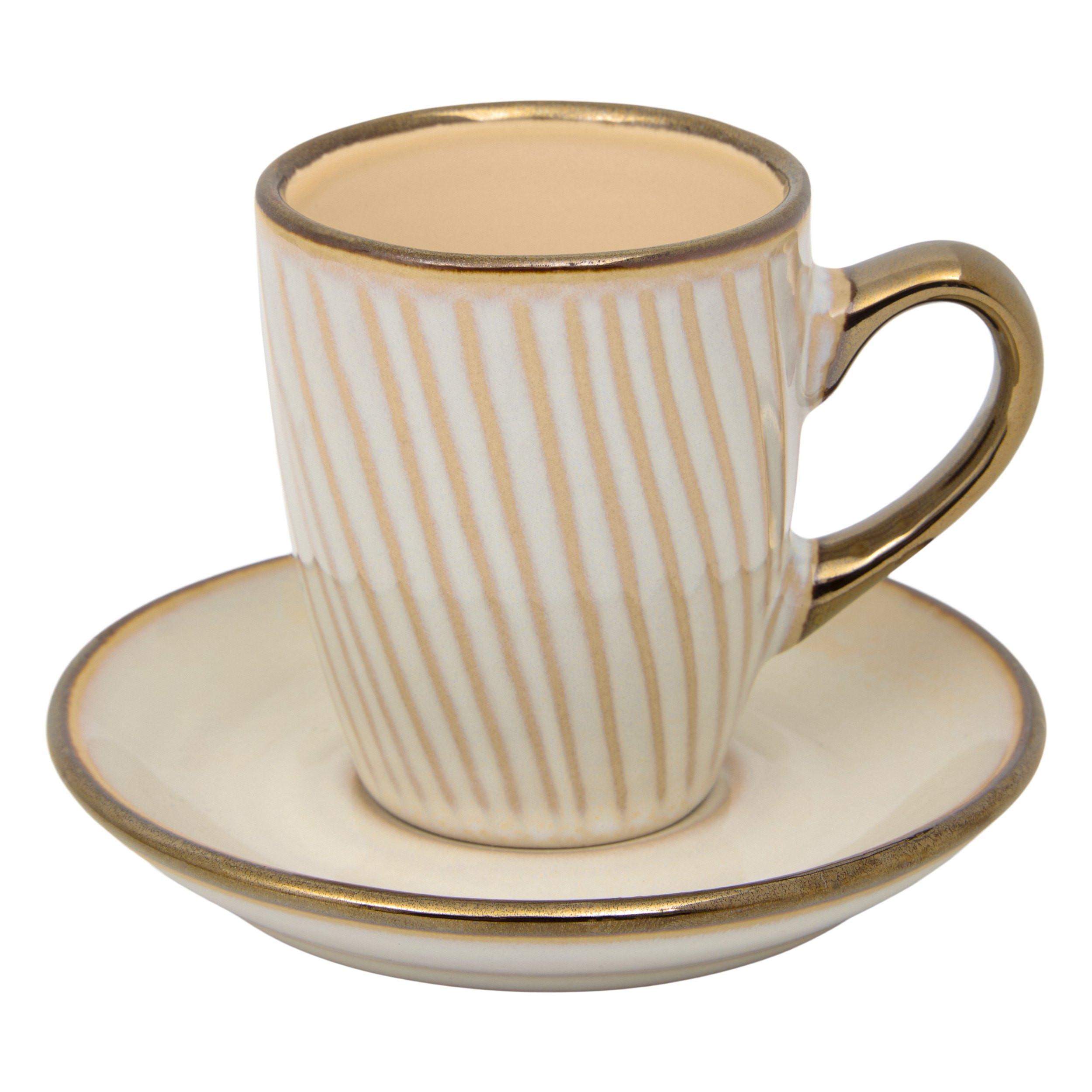 Ceașcă espresso cu farfurioară Ella cca. 90 ml - bej, Modern, ceramică (90ml)