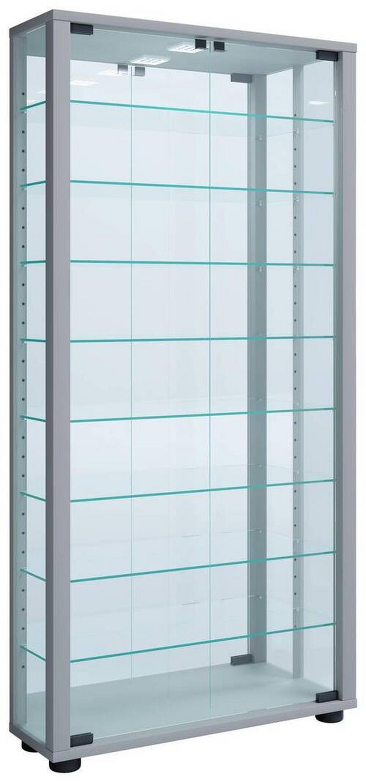Hängevitrine Vitrosa ca. 59x114x18 cm Silberfarben - Silberfarben/Schwarz, MODERN, Glas/Holzwerkstoff (59/114,3/18cm) - MID.YOU