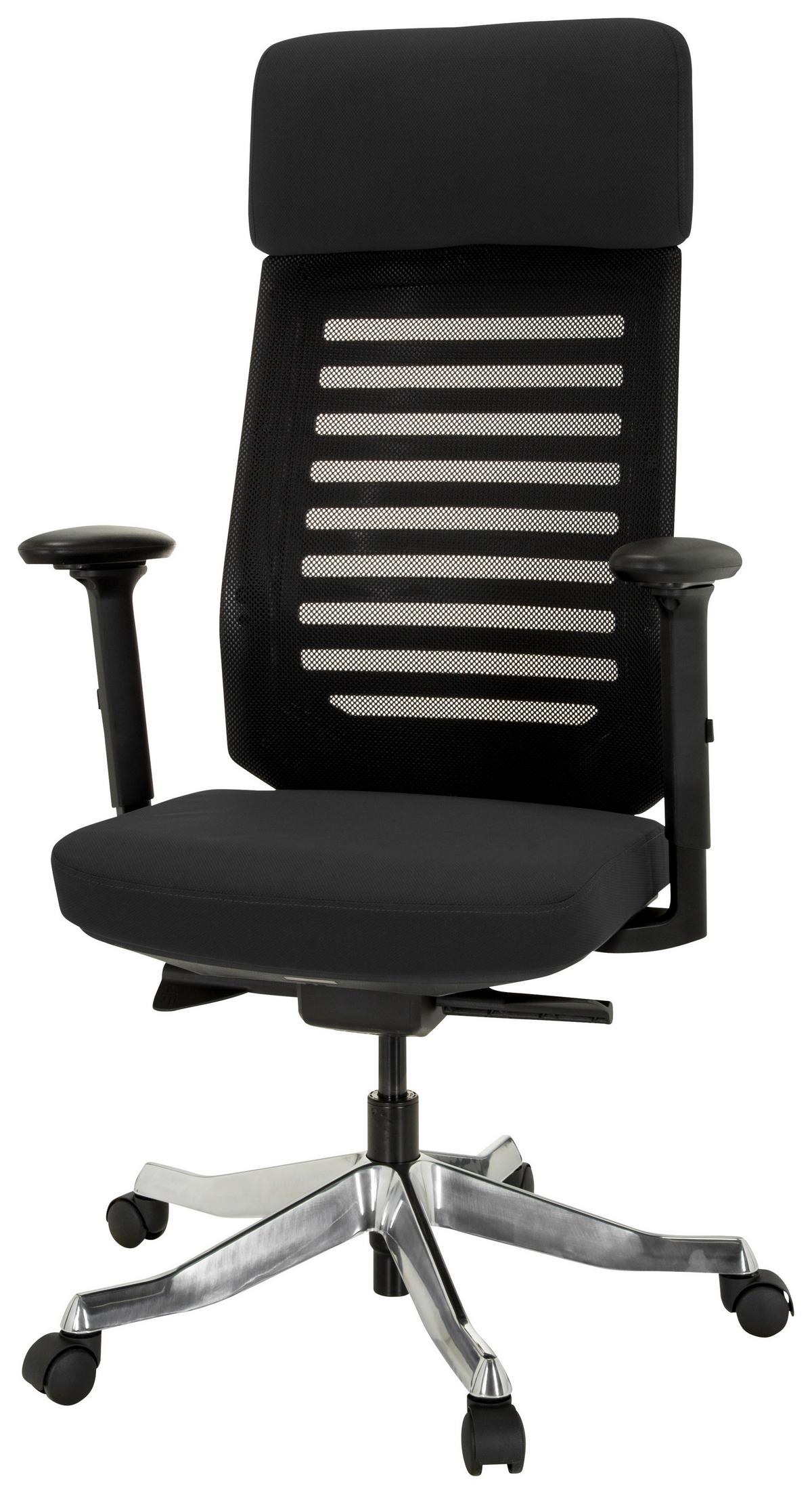 Vrtljivi Stol Asgon, Črna - črna/barve aluminija, Moderno, kovina/umetna masa (68/119/55cm) - MID.YOU