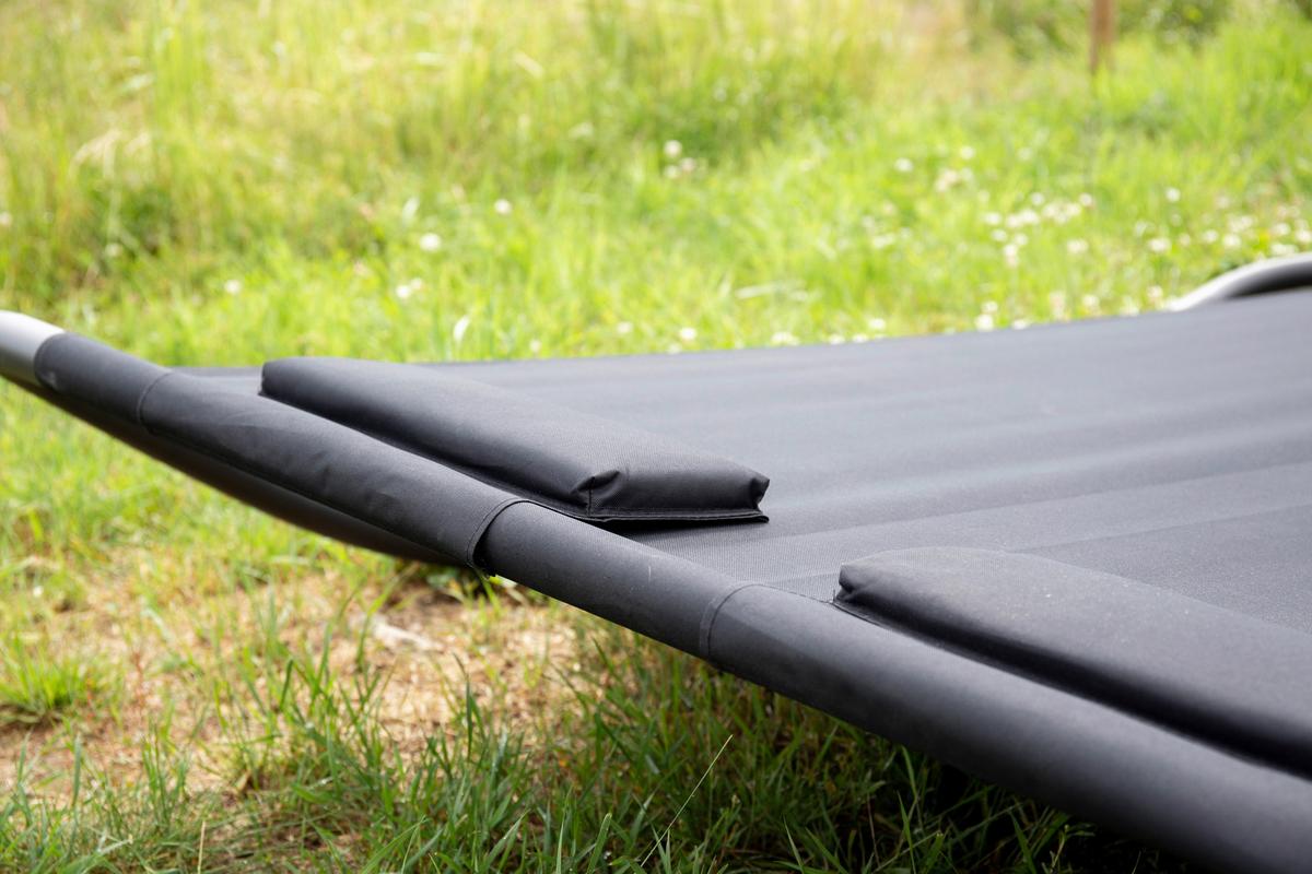 Sonnenliege Gordo ca. 180x48x200 cm Schwarz - Schwarz, KONVENTIONELL, Textil/Metall (180/48/200cm) - Gardenson