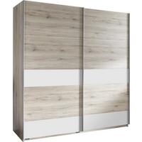 Schwebetürenschrank Chess ca.180x198x64cm Eiche/Weiß - Eichefarben/Silberfarben, Design, Holzwerkstoff/Metall (180/198/64cm) - MID.YOU