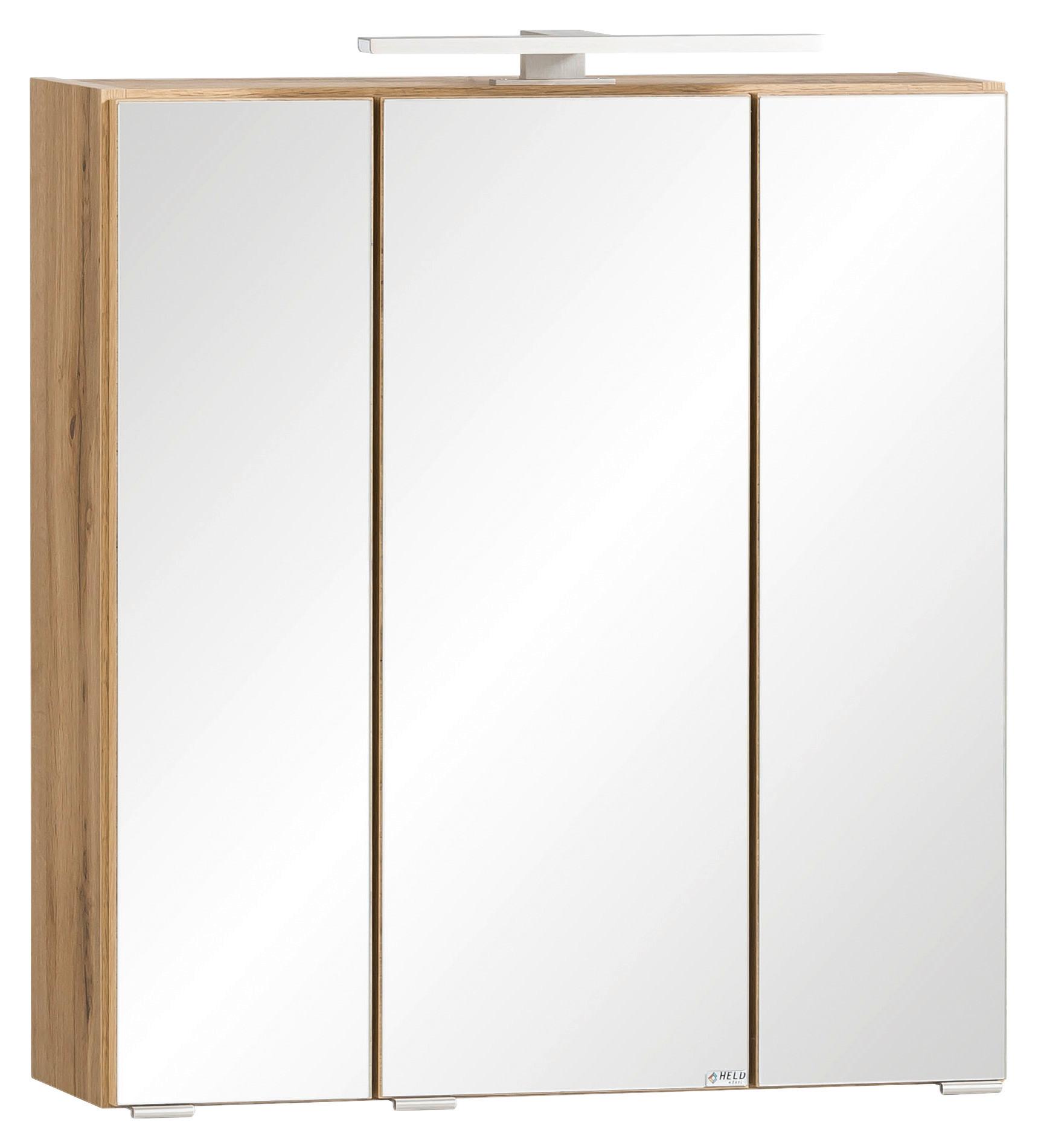 Spiegelschrank Varese ca. 60x64 cm Wotaneiche Dekor - Edelstahlfarben/Eiche Wotan, MODERN, Glas/Holzwerkstoff (60/64/20cm) - Held