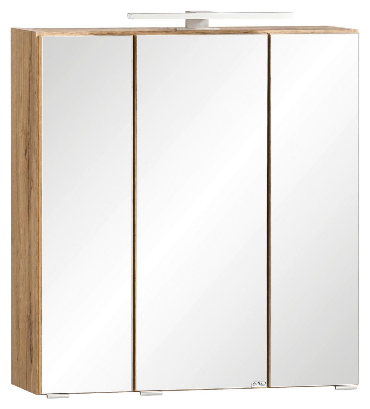 Spiegelschrank Varese ca. 60x64 cm Wotaneiche Dekor - Edelstahlfarben/Eiche Wotan, MODERN, Glas/Holzwerkstoff (60/64/20cm) - Held