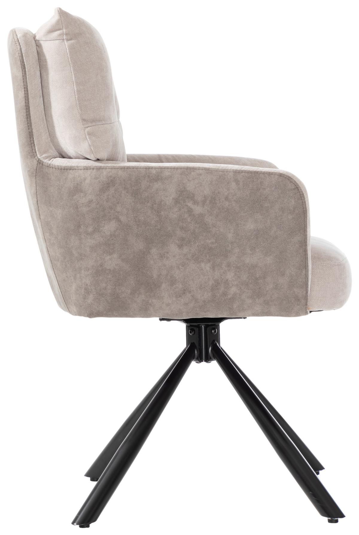 Armlehnstuhl Sophie Beige - Beige/Schwarz, Modern, Textil/Metall (60/93/67cm) - Premium Living