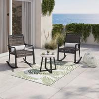 Balkonset Mathilda Hellgrau Outdoorstoff/Metall +Abdeckung - Hellgrau/Schwarz, MODERN, Kunststoff/Textil - Bessagi Garden