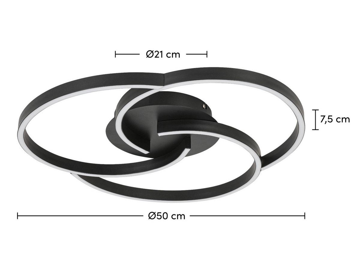 LAMPA SUFITOWA LED DANIELA - czarny, Trend, tworzywo sztuczne/metal (50/7,5cm) - Novel