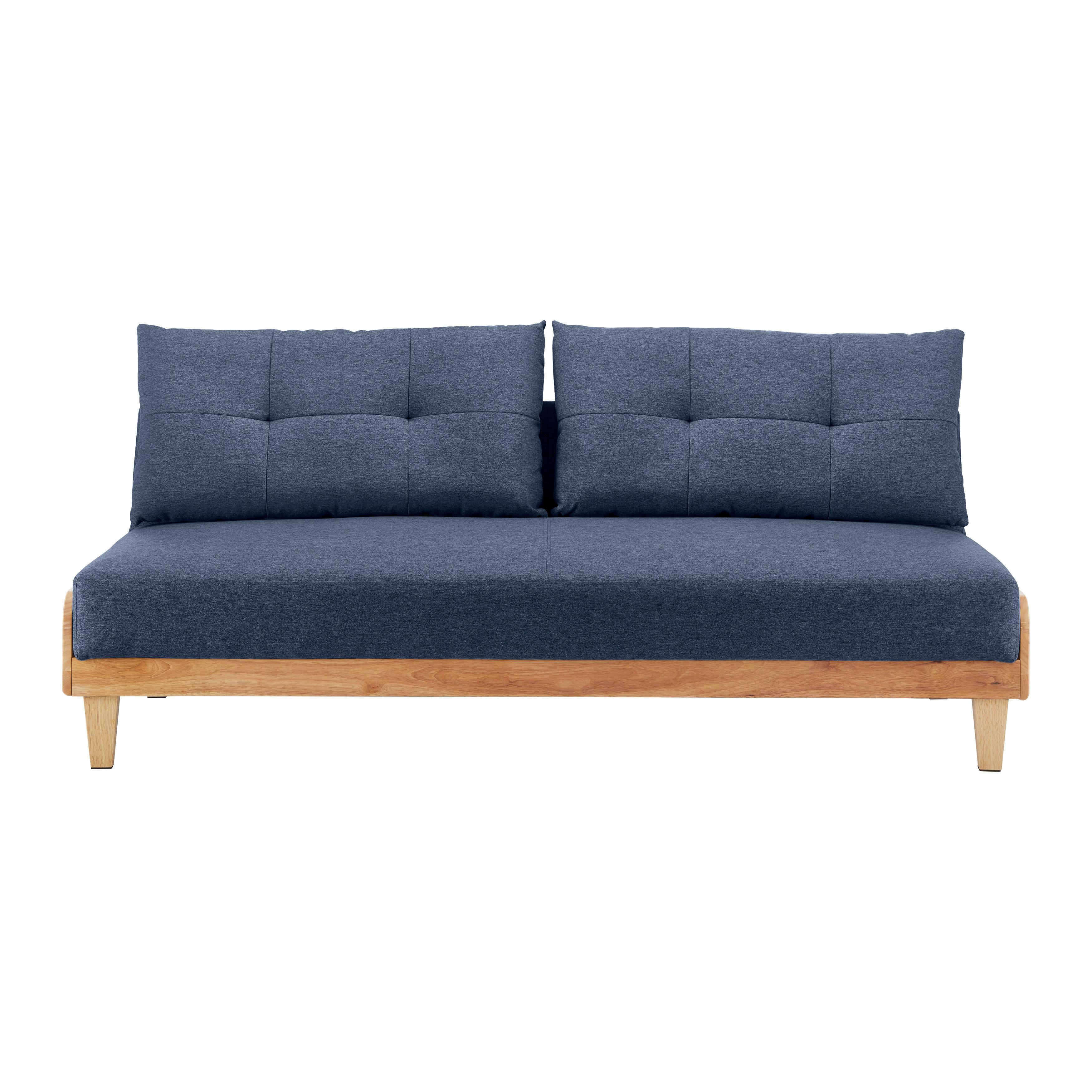 Sofa mit Schlaffunktion blau, "Jan" - Blau/Naturfarben, Modern, Holz/Textil (186/89/79cm) - Bessagi Home