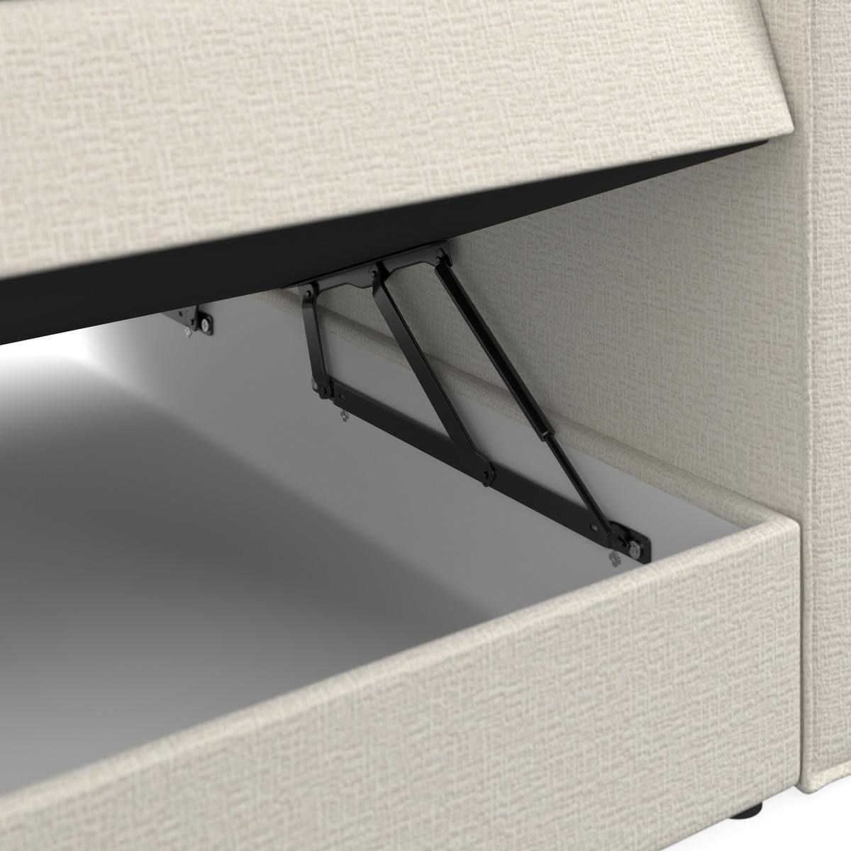 Boxbett Imola ca. 180x200 cm Creme inkl. Topper - Creme/Schwarz, Modern, Holz/Kunststoff (180/200cm) - Bessagi Home