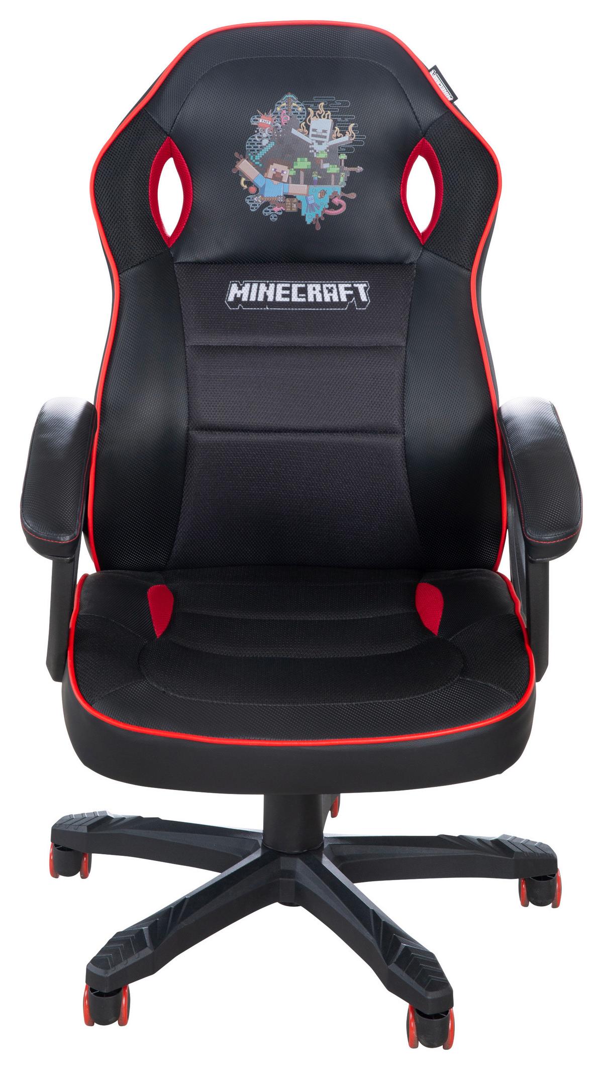 Gaming Stol Minecraft, Črna, Rdeča - rdeča/črna, Moderno, umetna masa/tekstil (62/108,5/118/66,5cm) - Minecraft