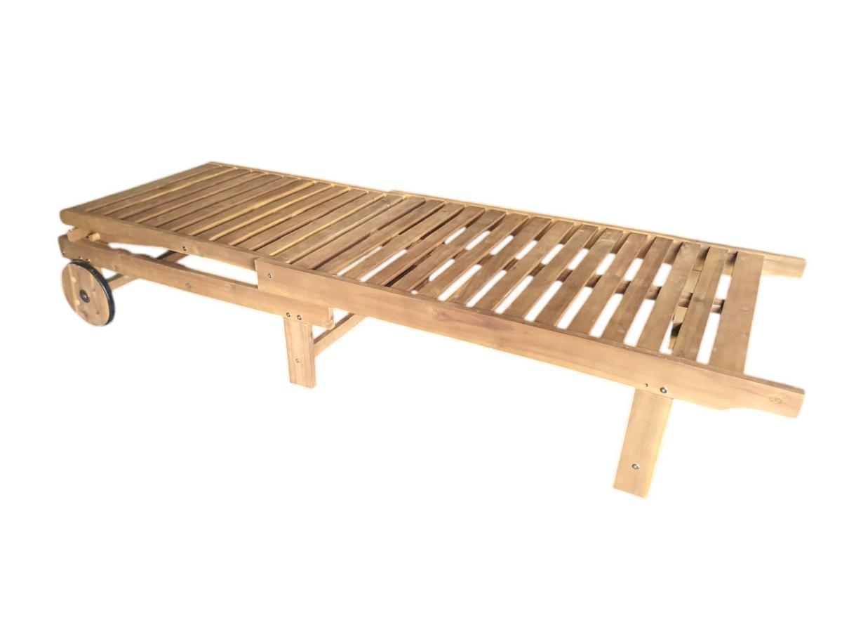 LEŻAK OGRODOWY TENERIFFA - kolor akacjowy/szary, Basics, drewno/tkanina (186/32/70cm) - Ambia Garden