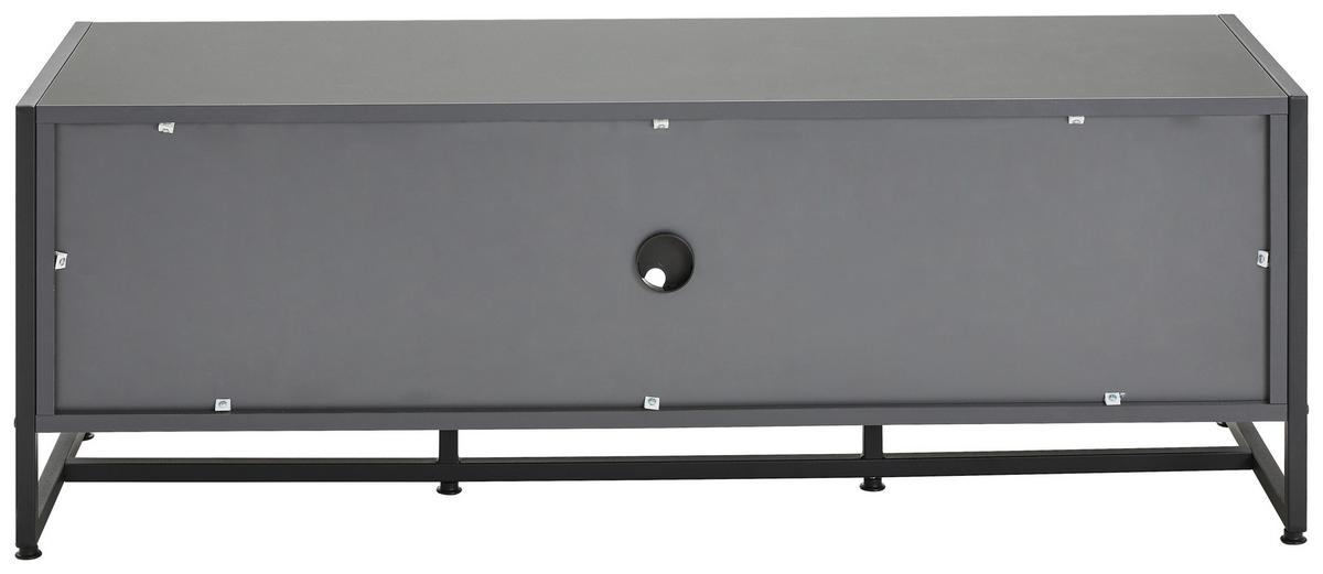 KOMODA NISKA MELA LOWBOARD - antracytowy/czarny, Modern, materiał drewnopochodny/metal (132/46/41cm) - P & B