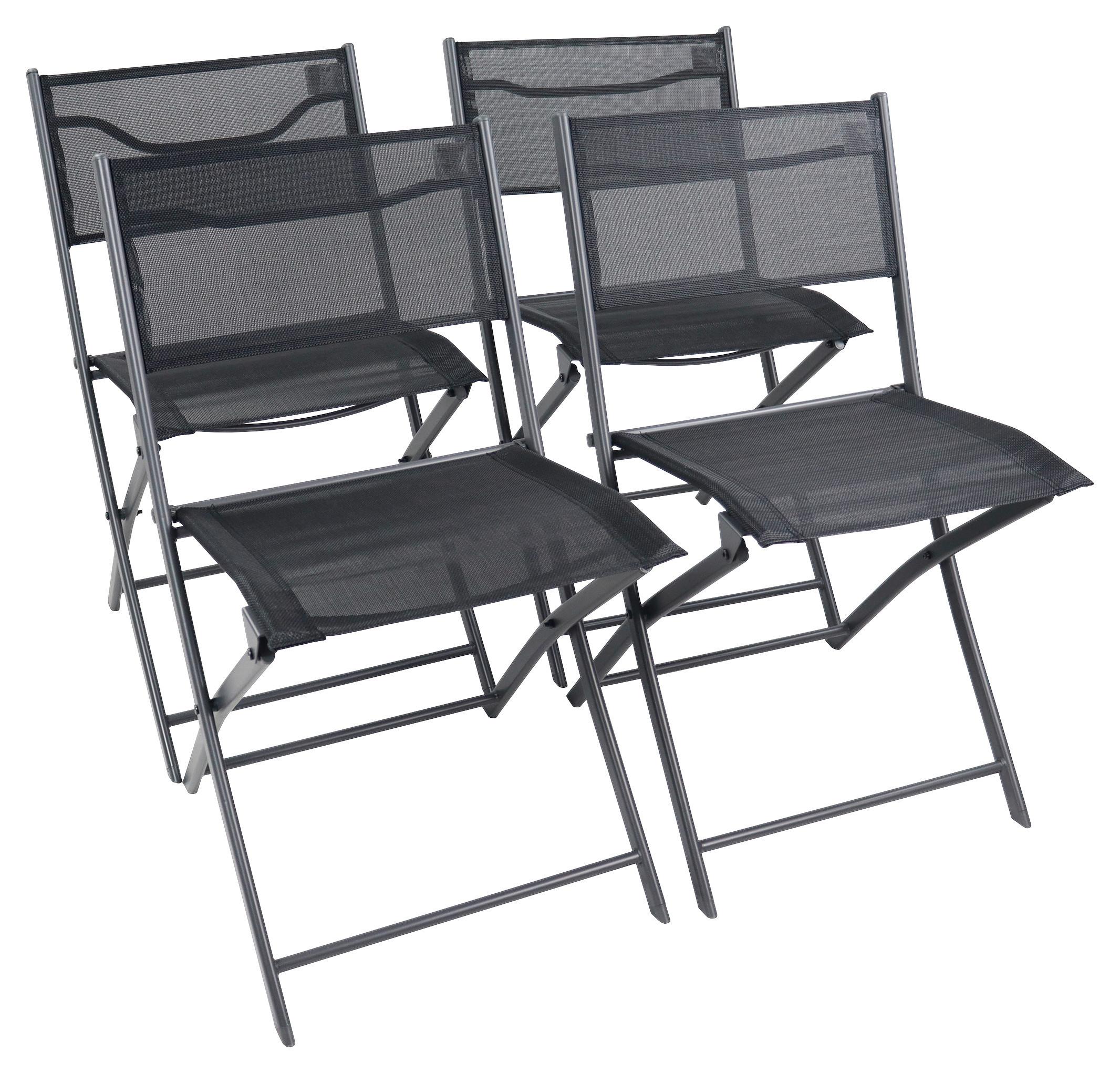 GARTENKLAPPSTUHL-SET SUMILA - Schwarz, Modern, Textil/Metall (45/79/46cm) - Ambia Garden