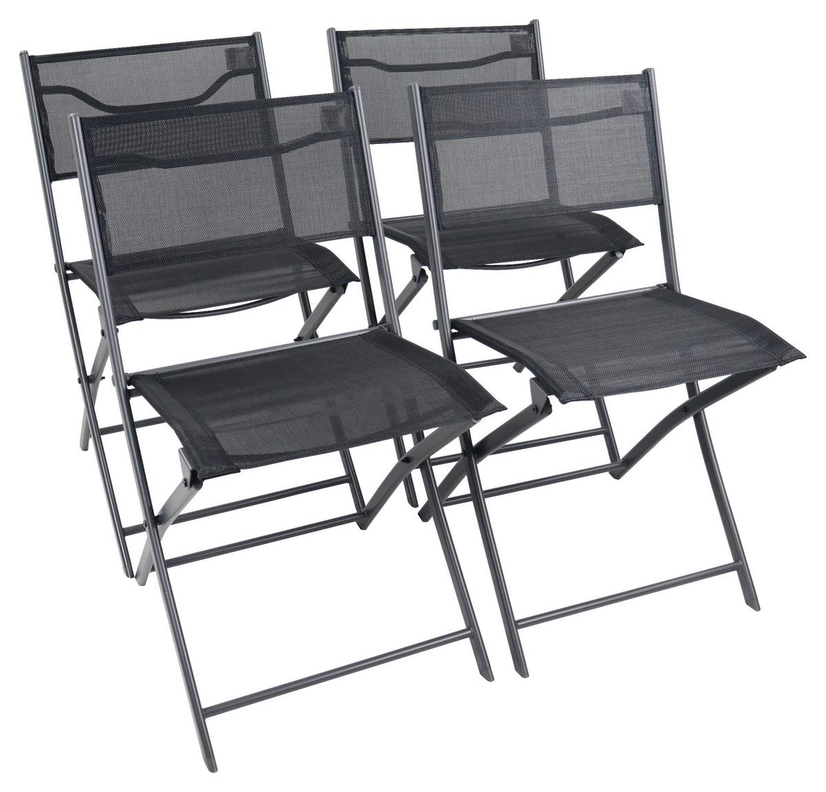 GARTENKLAPPSTUHL-SET SUMILA - Schwarz, Modern, Textil/Metall (45/79/46cm) - Ambia Garden