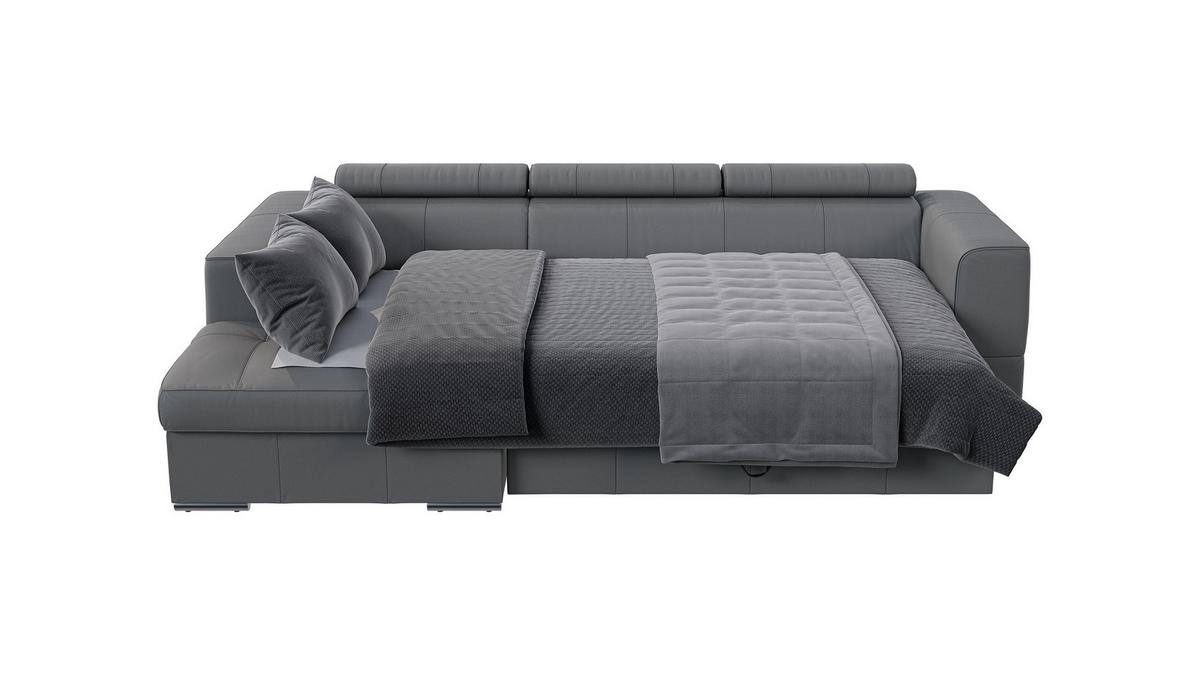 Sarokkanapé Ágyfunkcióval Go - szürke, Konventionell, bőr/faalapú anyag (174/274cm)