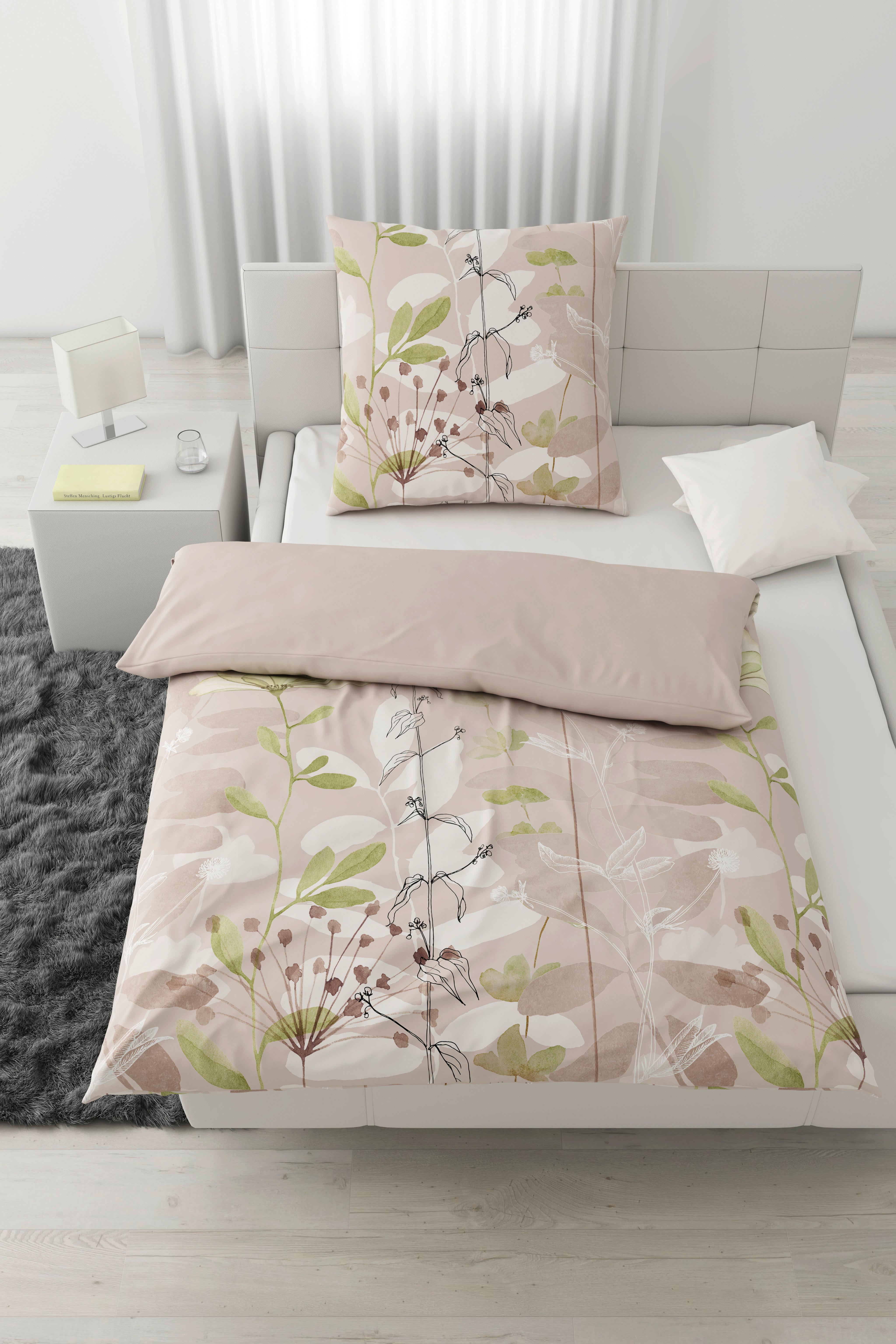 Bettwäsche Loala XL Grün/Beige ca. 155x220cm - Beige/Grün, ROMANTIK / LANDHAUS, Textil (155/220cm) - Mömax