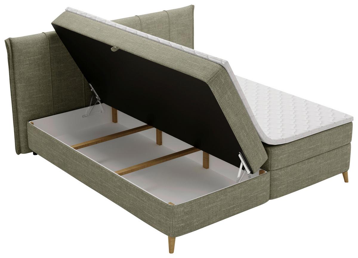 Boxbett Veloria Grün ca. 180x200cm - Schwarz/Grün, KONVENTIONELL, Textil/Metall (180/200cm) - Based