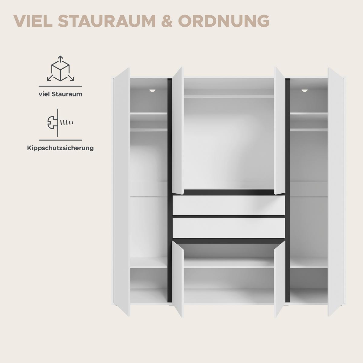 Drehtürenschrank Falun Weiß - Weiß, MODERN, Holzwerkstoff (197/194/56cm) - Livetastic