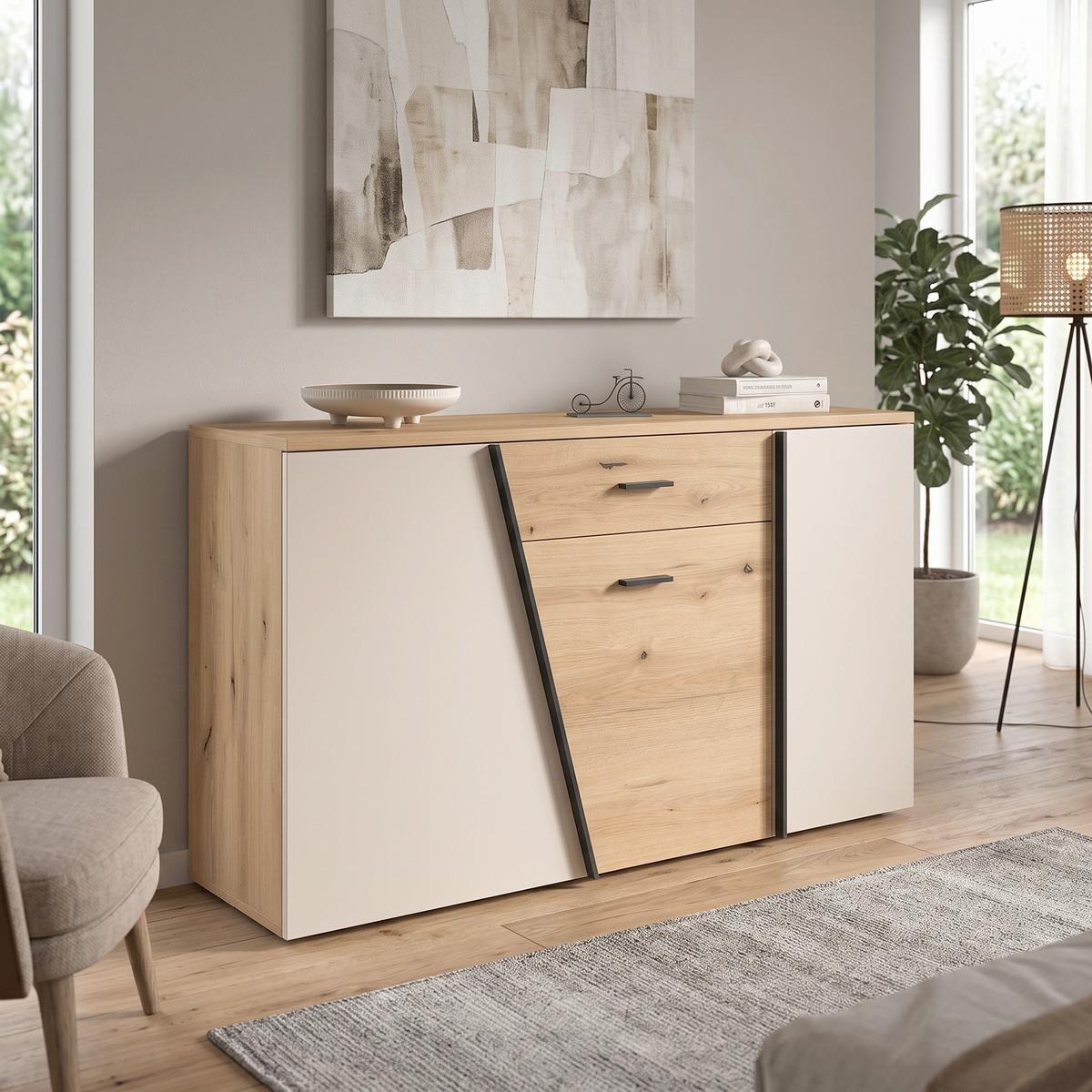 Venedig New Komoda - boja hroma/kašmir, Moderno, pločasti materijal/plastika (150/87/40cm) - Modern Living