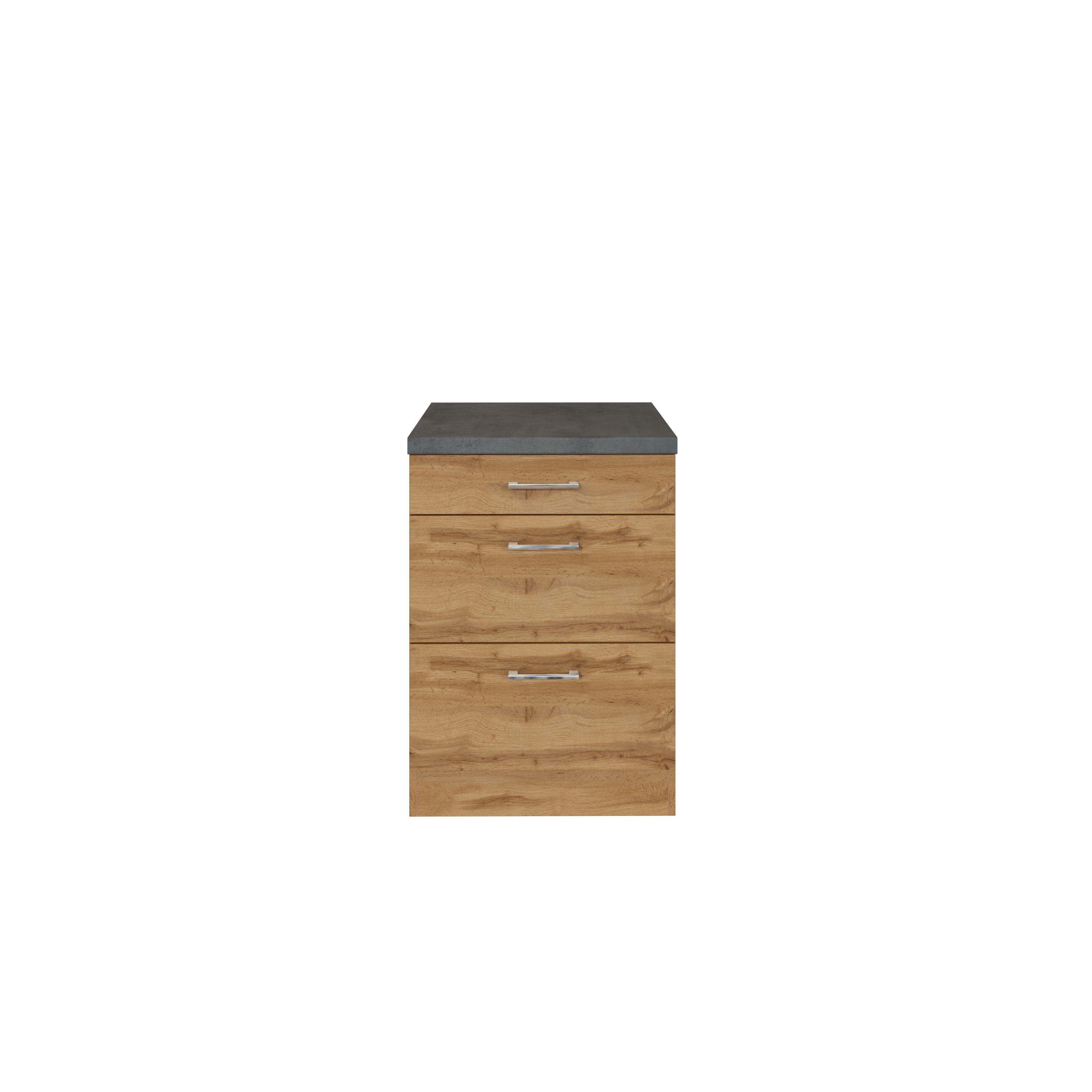 Held Küchenunterschrank ca. 50 cm Eiche/Anthrazit - Chromfarben/Anthrazit, MODERN, Holzwerkstoff/Metall (50/85/60cm) - Held