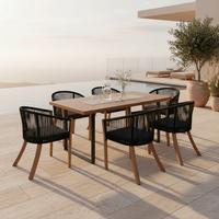 Gartenset Alina Schwarz Akazie/Aluminium/Textil - Dunkelgrau/Schwarz, MODERN, Holz/Textil (180/77/90cm) - Bessagi Garden